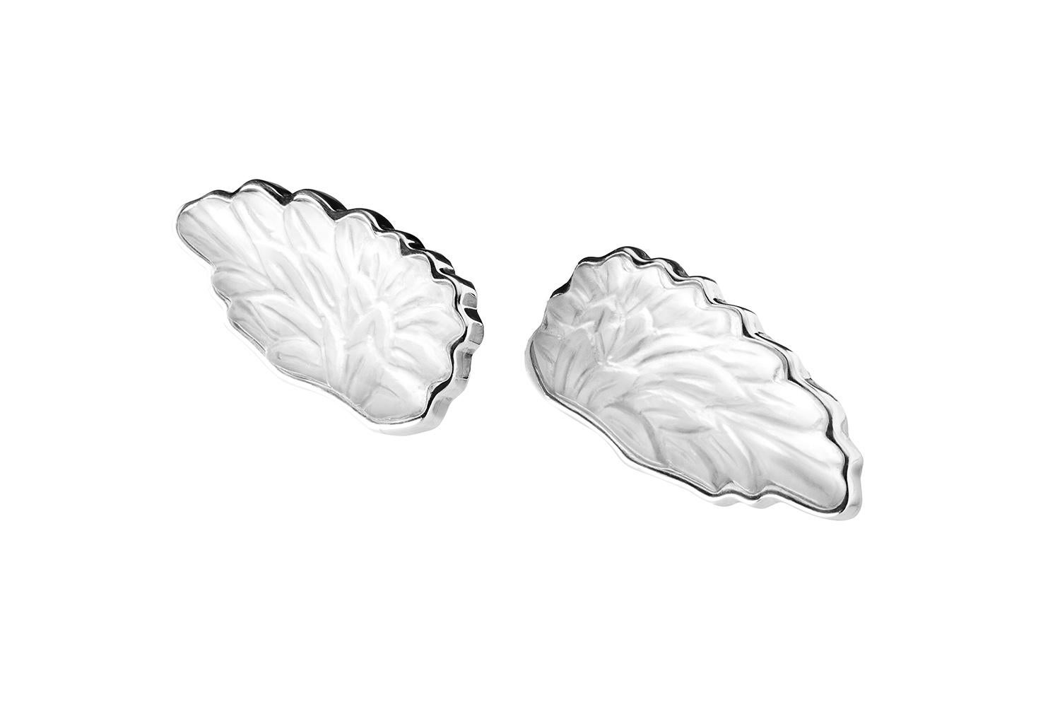 White Gold Bird Wings Cufflinks by the Artist with Quartzes For Sale 4