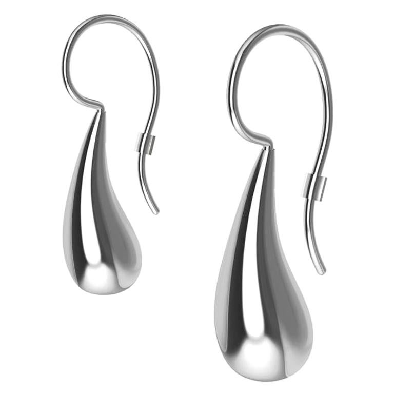 14 Karat White Gold Petite Teardrop Drop Earrings