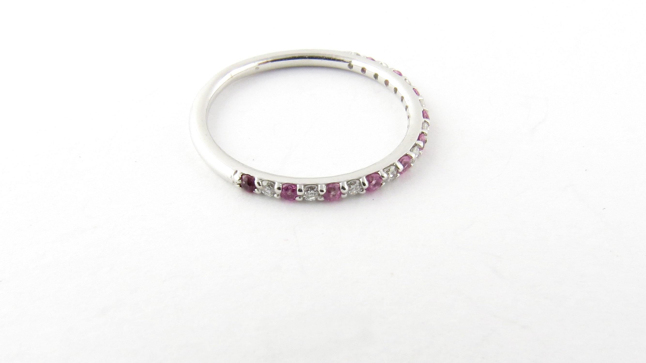 14 Karat White Gold Pink Gemstone and Diamond Ring (Asscher-Schliff)