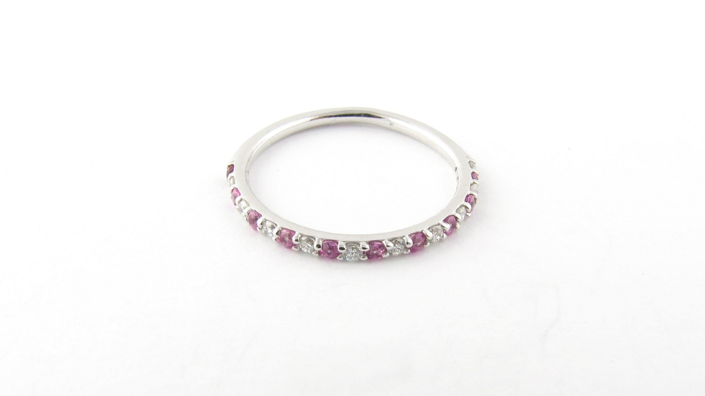 14 Karat White Gold Pink Gemstone and Diamond Ring 1