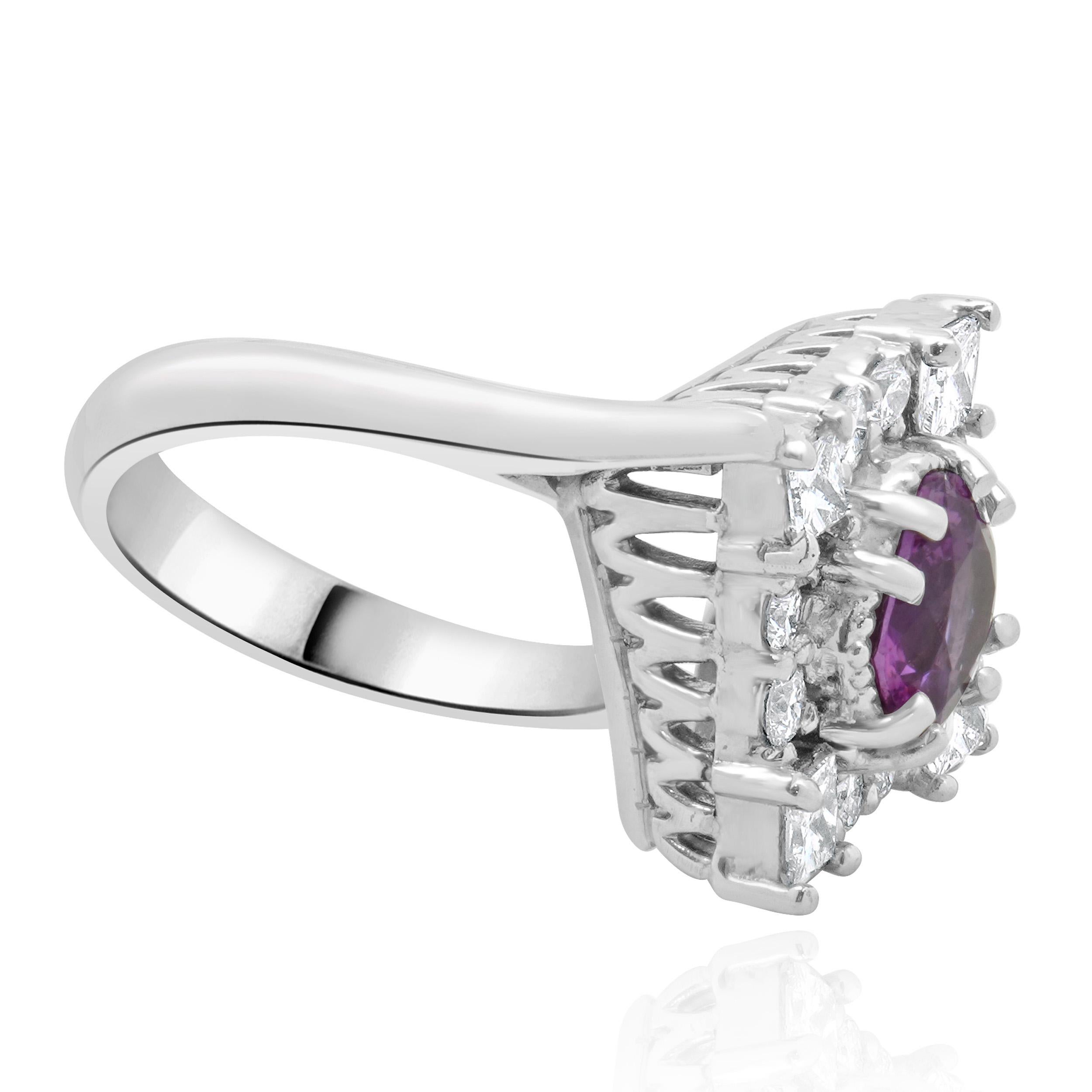 14 Karat White gold Pink Sapphire and Diamond Cocktail Ring In Excellent Condition For Sale In Scottsdale, AZ