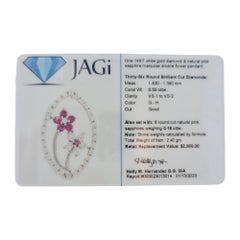 14 Karat White Gold Pink Sapphire and Diamond Pendant Necklace