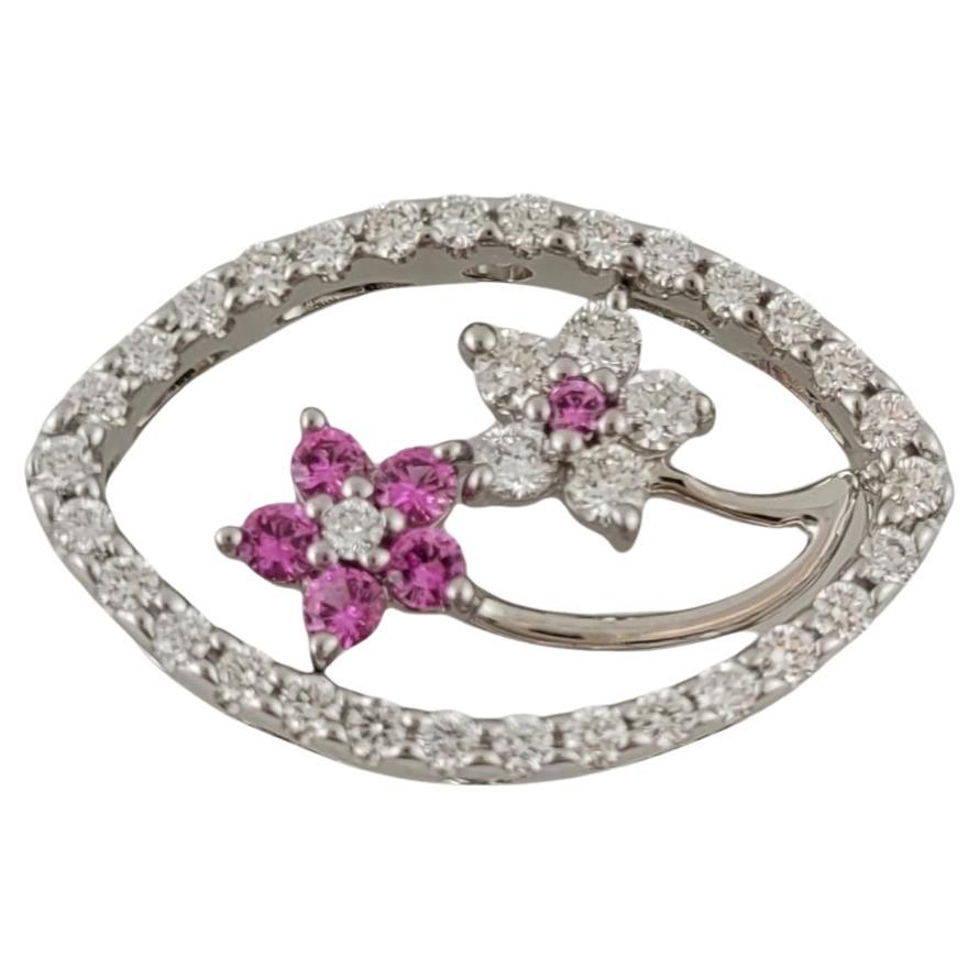 14 Karat White Gold Pink Sapphire and Diamond Pendant Necklace