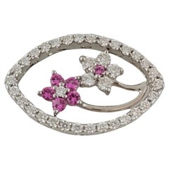 Vintage 14 Karat White Gold Pink Sapphire and Diamond Pendant Necklace