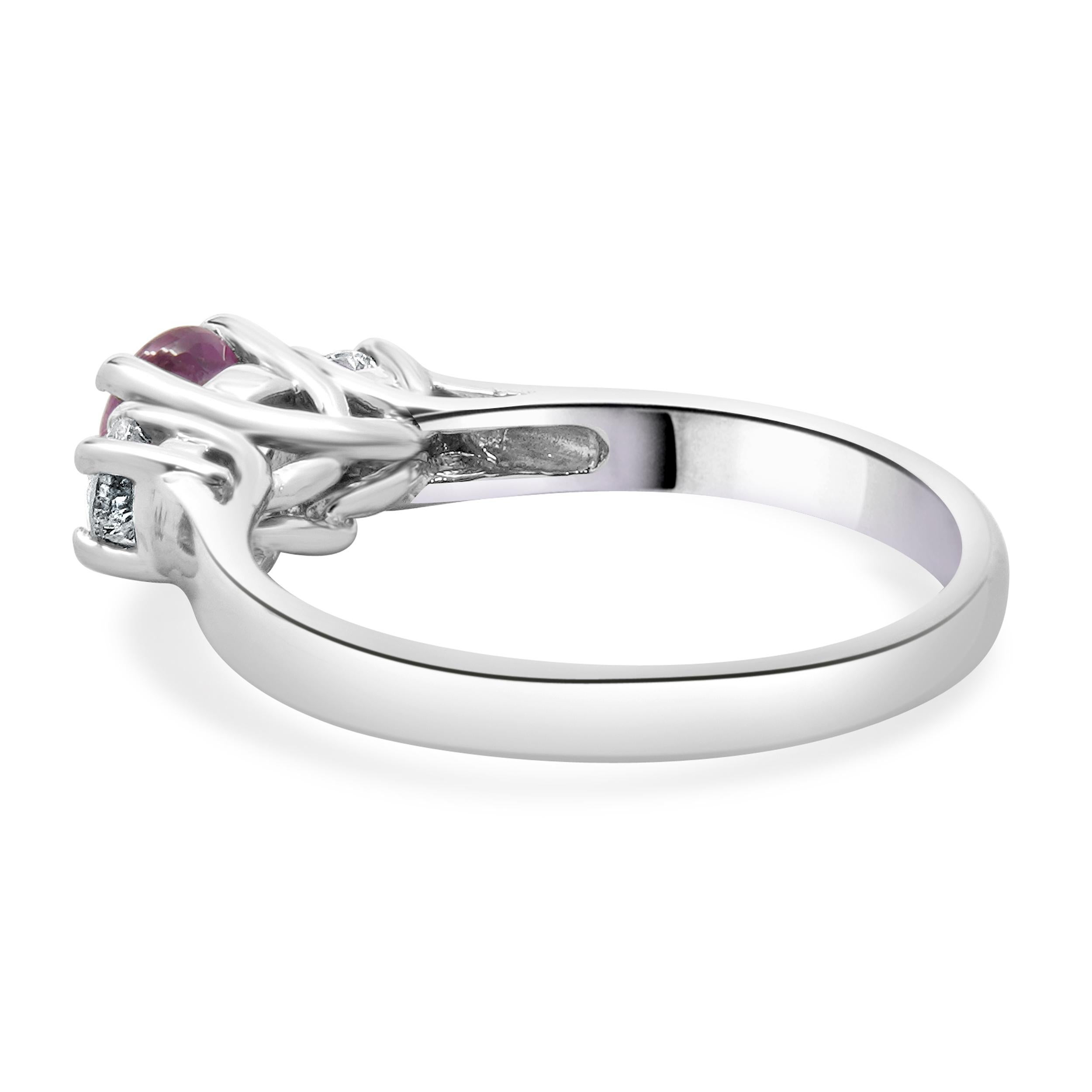 Round Cut 14 Karat White Gold Pink Sapphire and Diamond Ring For Sale