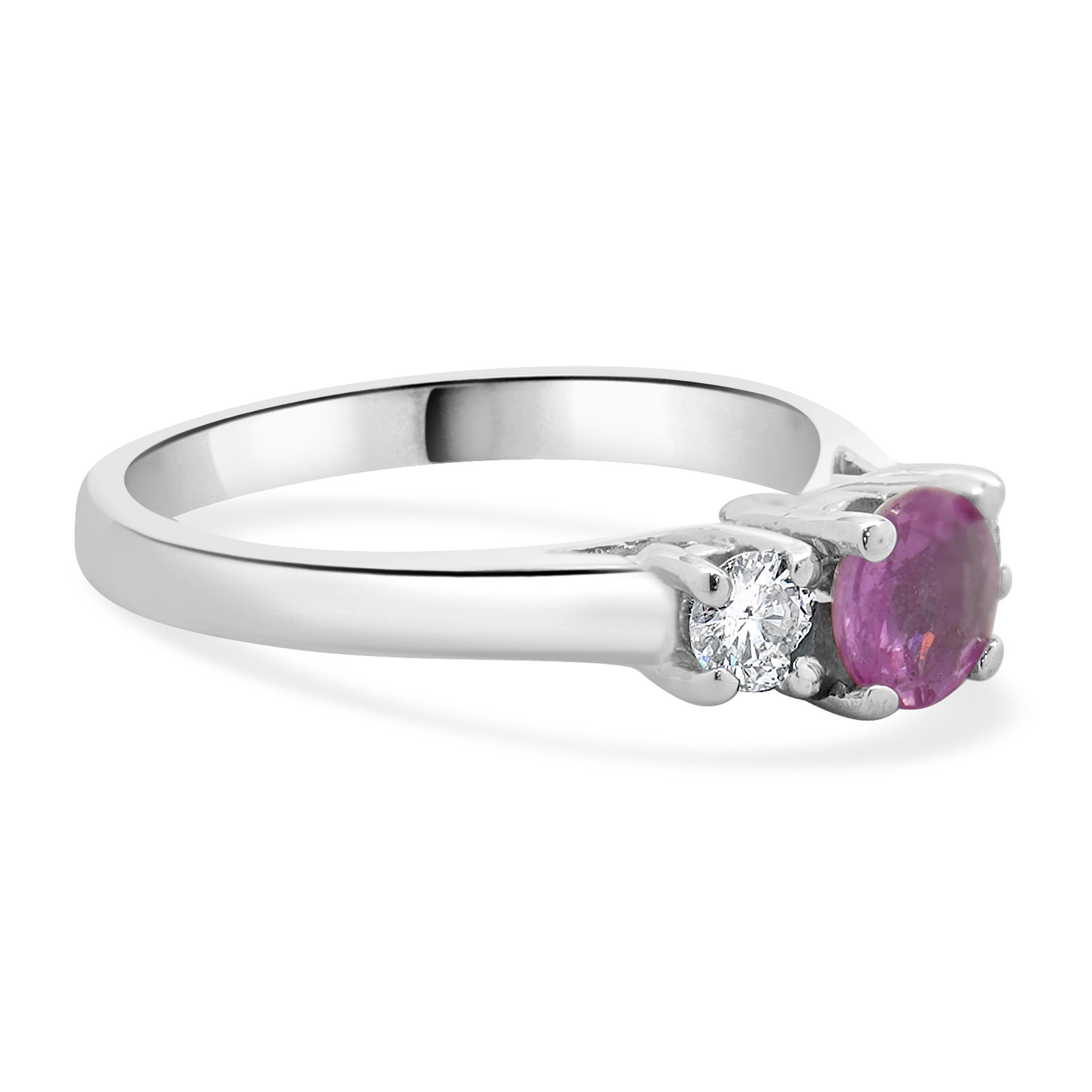 14 Karat White Gold Pink Sapphire and Diamond Ring In Excellent Condition For Sale In Scottsdale, AZ