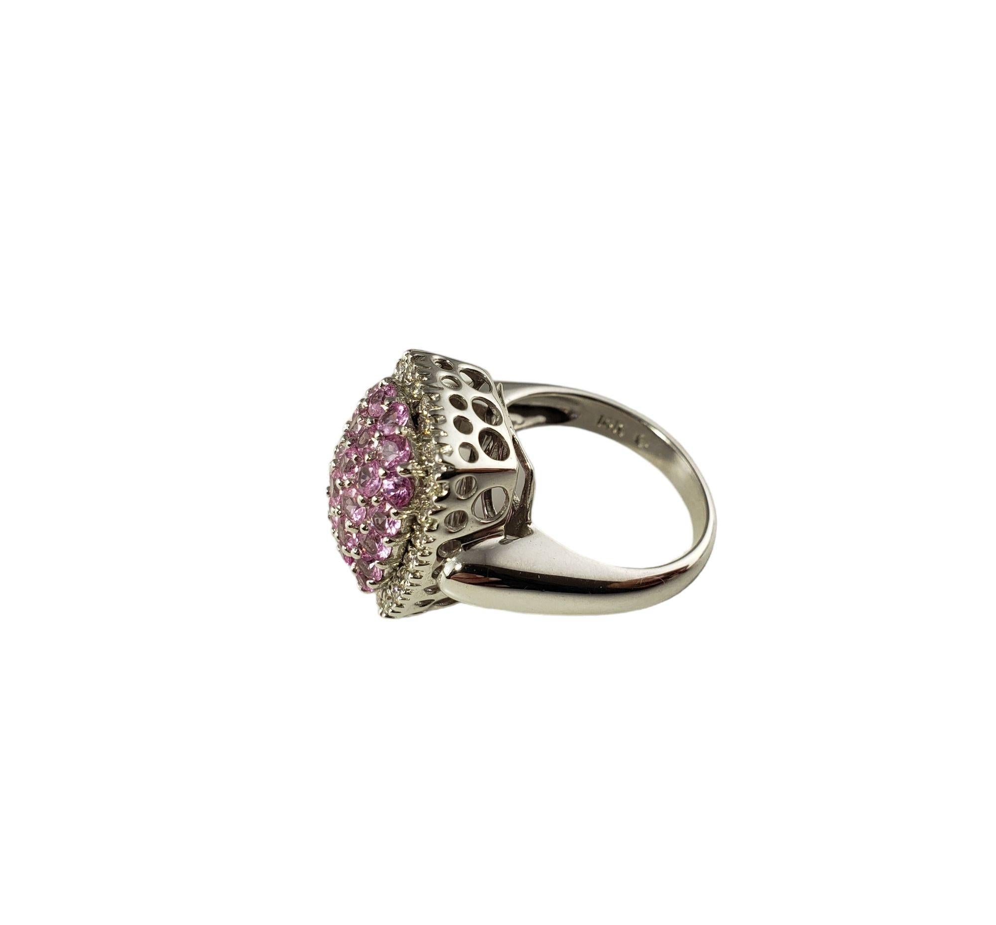 Brilliant Cut 14 Karat White Gold Pink Sapphire and Diamond Ring Size 8 #17168 For Sale