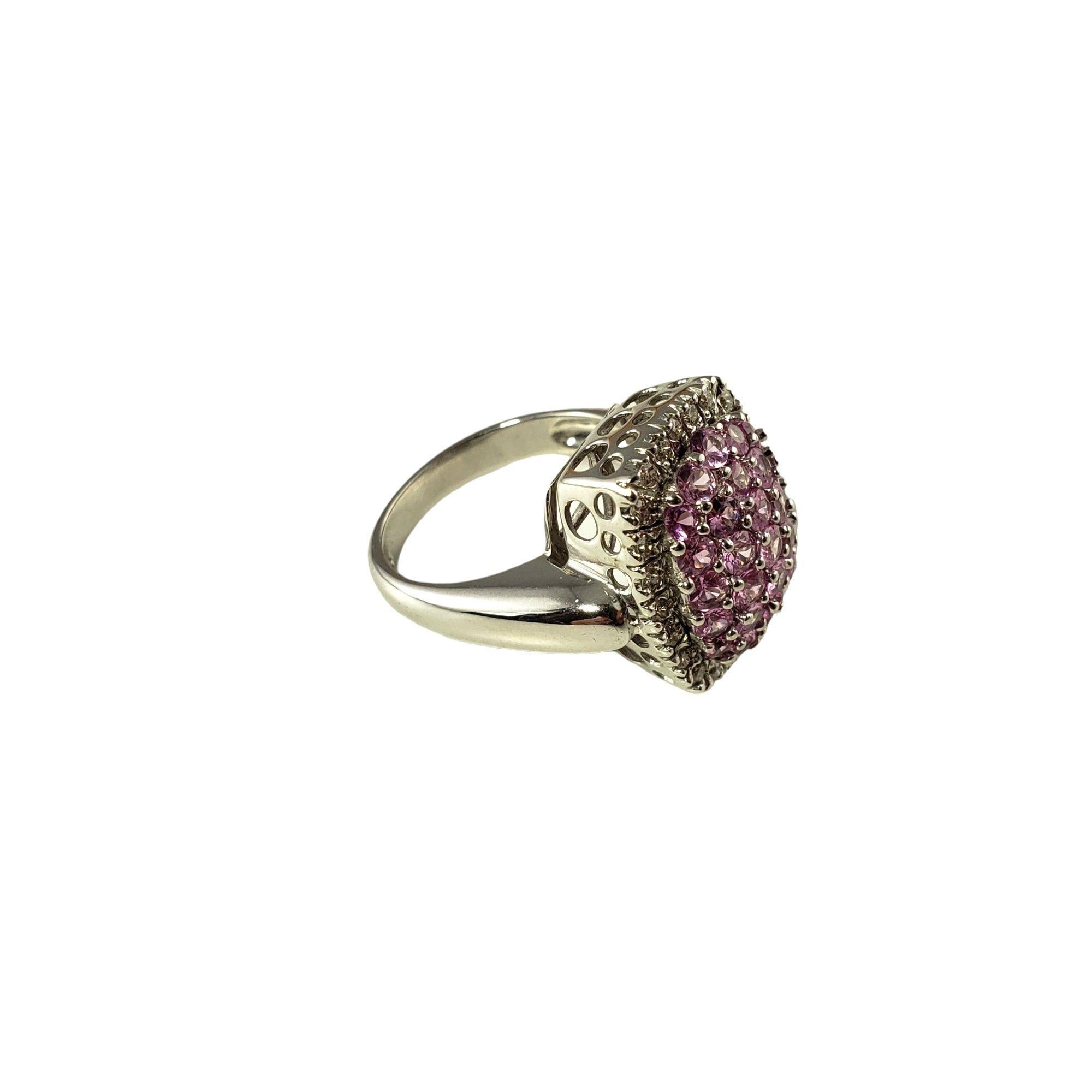 14 Karat White Gold Pink Sapphire and Diamond Ring Size 8 #17168 In Good Condition For Sale In Washington Depot, CT