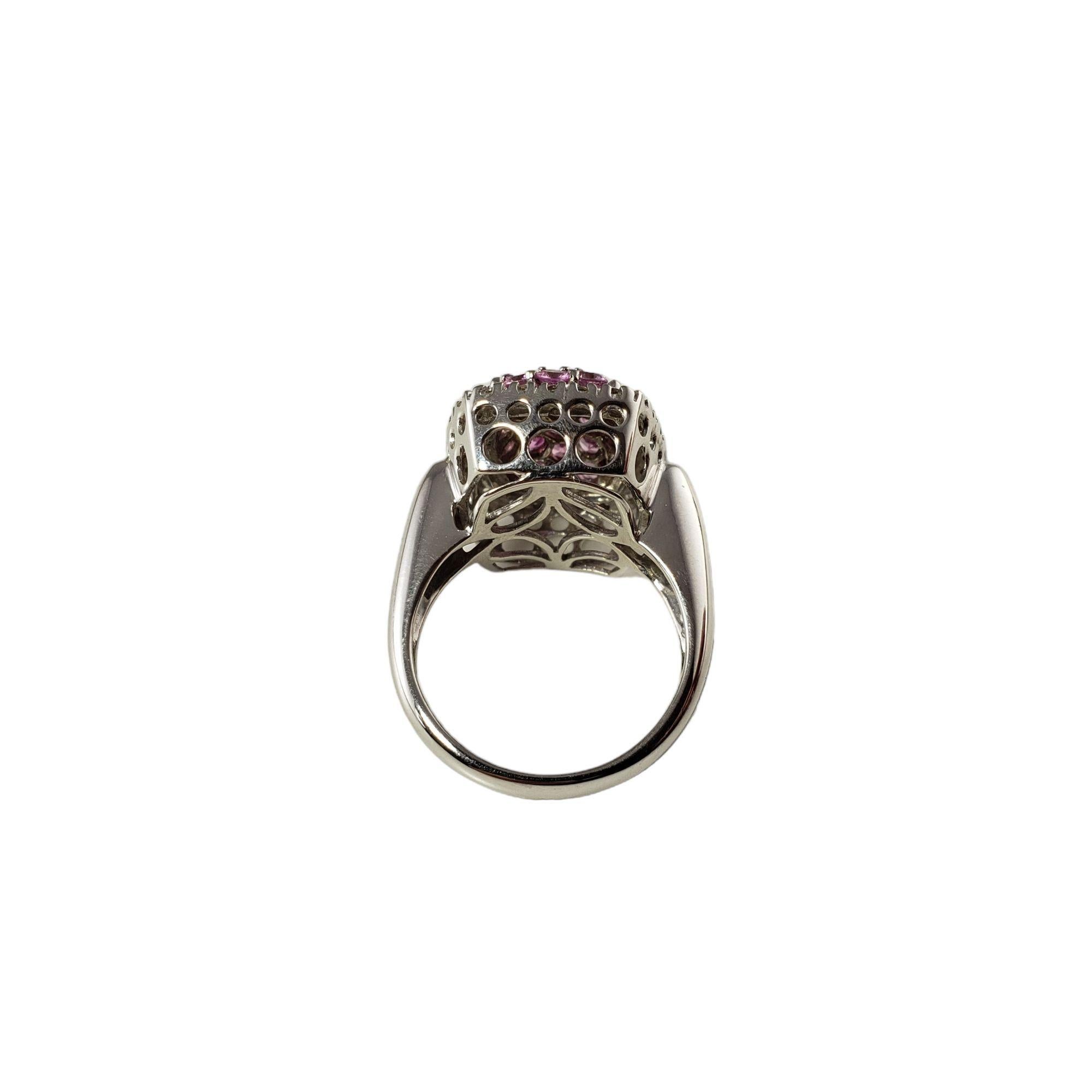 14 Karat White Gold Pink Sapphire and Diamond Ring Size 8 #17168 For Sale 1