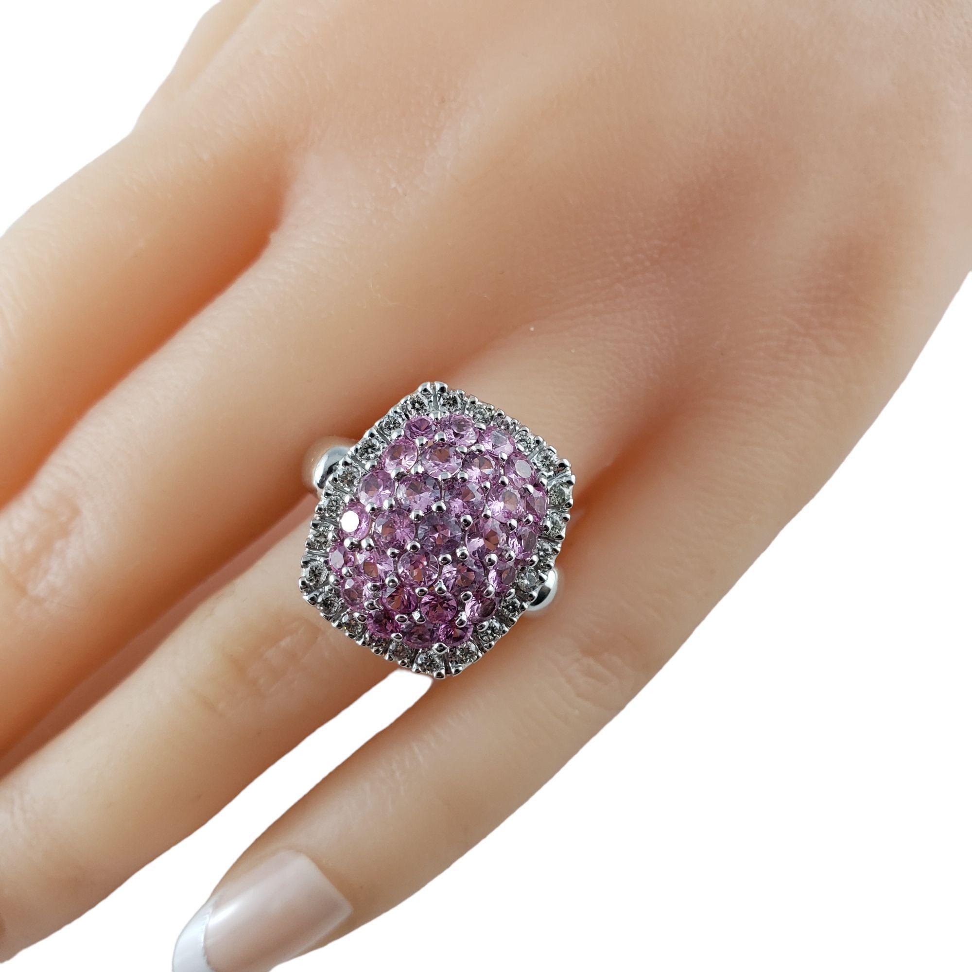 14 Karat White Gold Pink Sapphire and Diamond Ring Size 8 #17168 For Sale 2