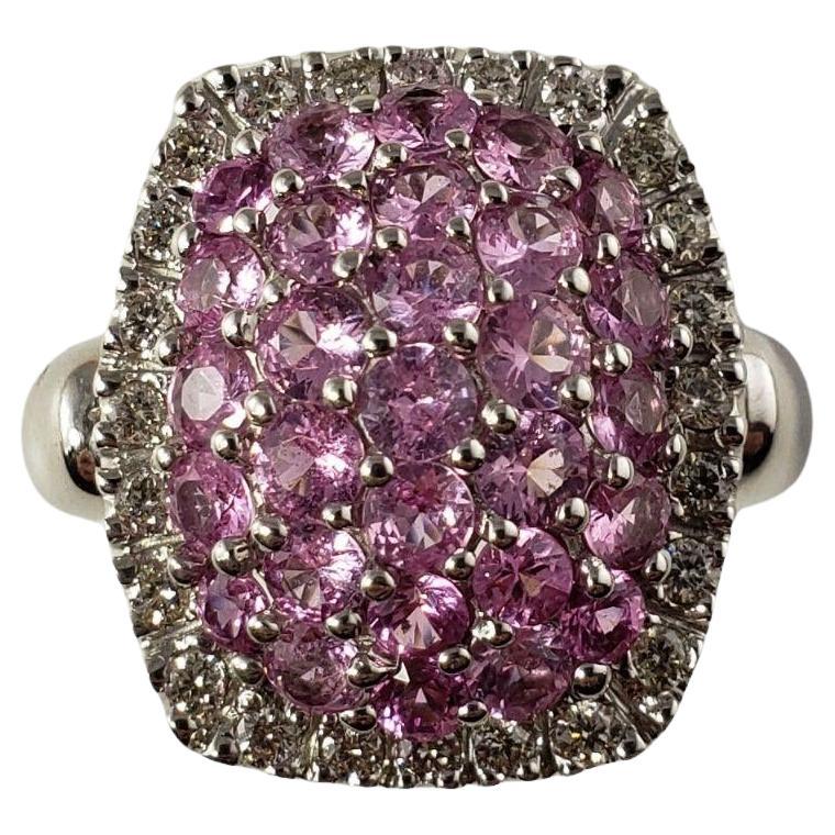 14 Karat White Gold Pink Sapphire and Diamond Ring Size 8 #17168 For Sale