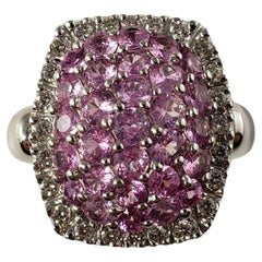 14 Karat Weißgold Ring mit rosa Saphir und Diamant Größe 8 #17168