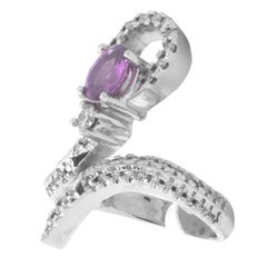 14 Karat White Gold Pink Sapphire and Diamond Snake Ring