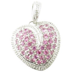 14 Karat White Gold Pink Topaz and Diamond Heart Pendant