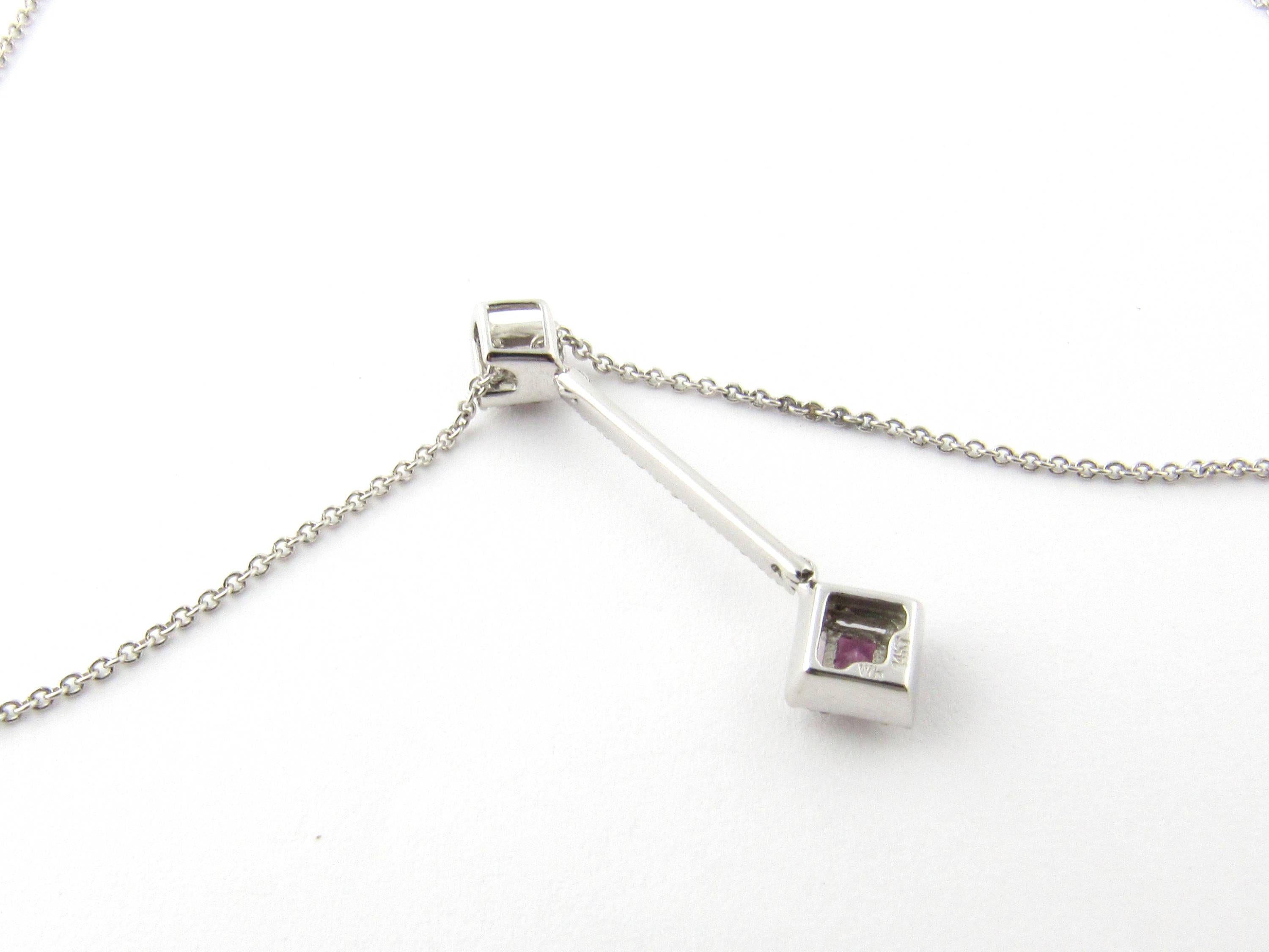14 Karat White Gold Pink Topaz and Diamond Pendant Necklace In Good Condition In Washington Depot, CT