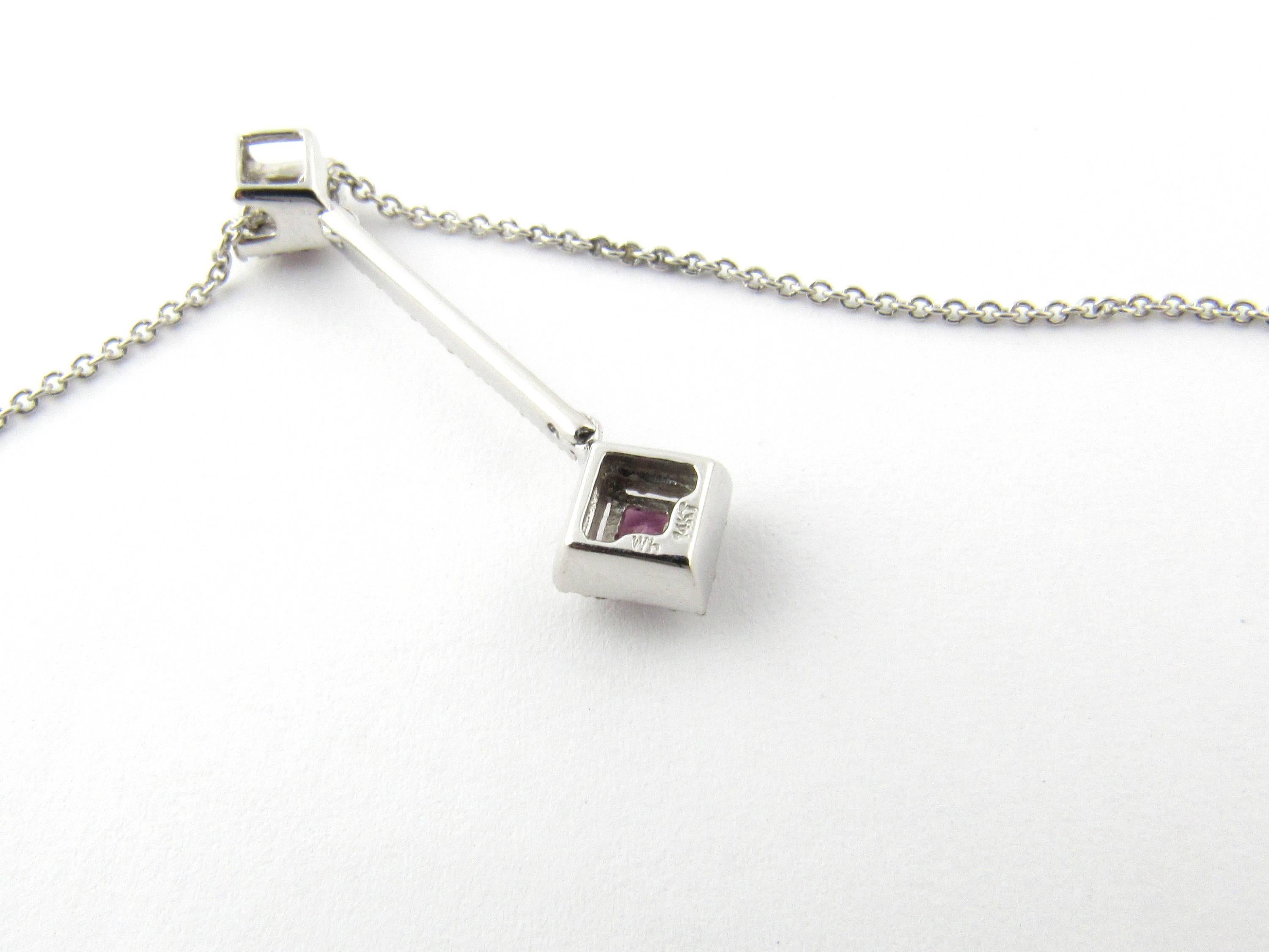 Women's 14 Karat White Gold Pink Topaz and Diamond Pendant Necklace
