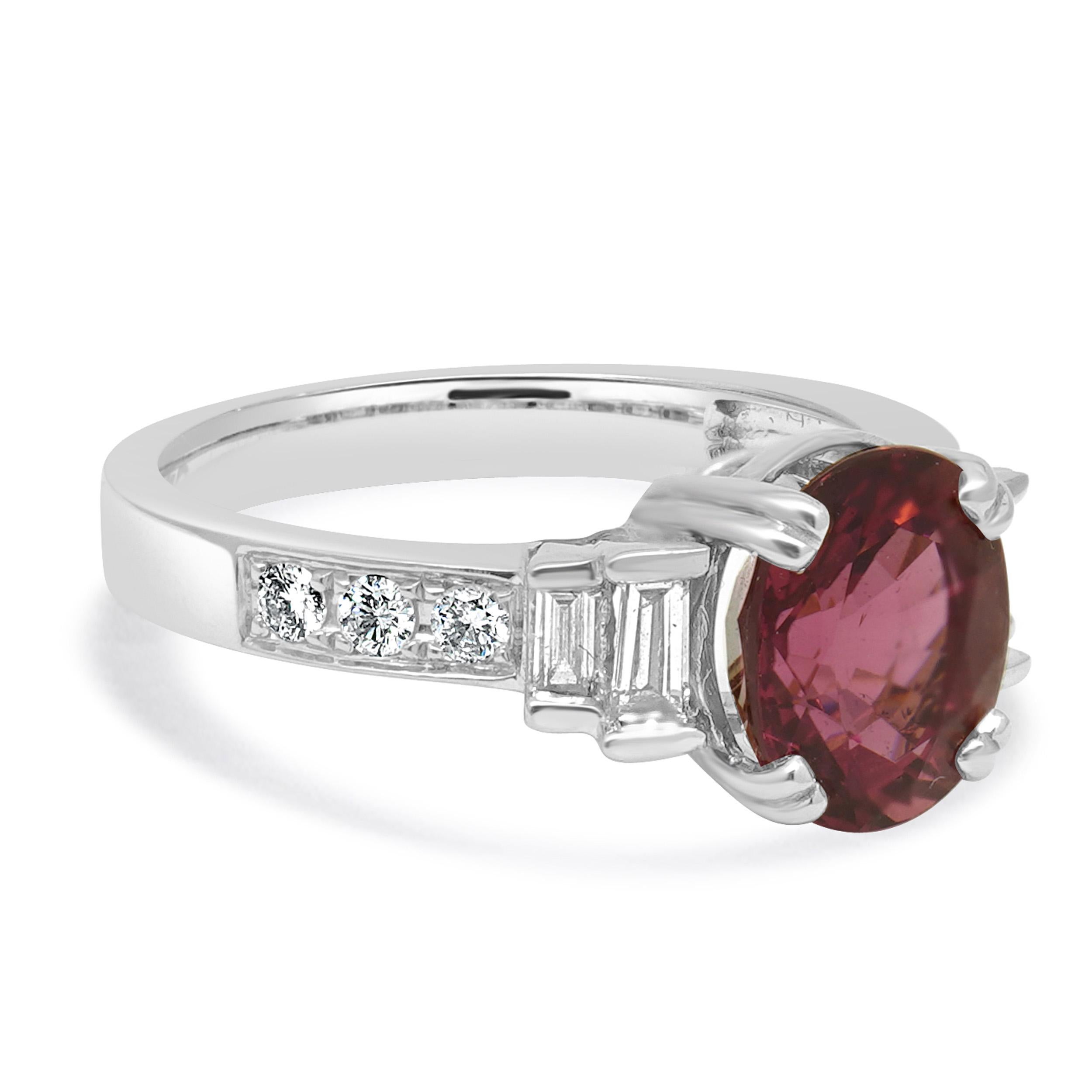 Bague en or blanc 14 carats avec tourmaline rose et diamant Excellent état - En vente à Scottsdale, AZ
