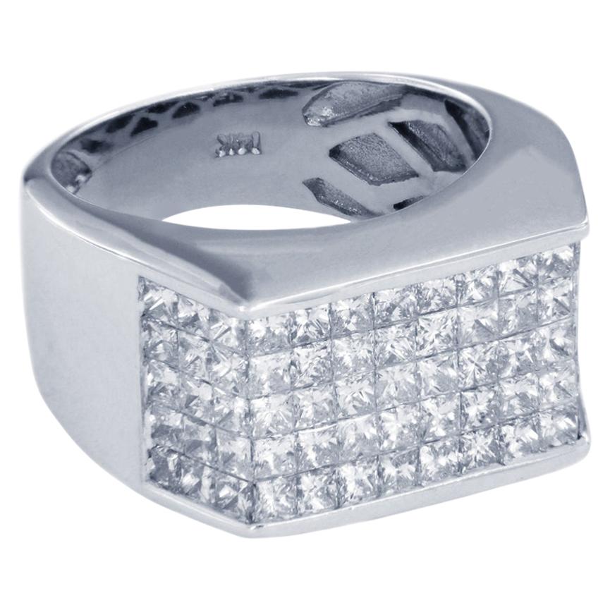14 Karat White Gold Pinky Ring with 2.5 Carat Diamonds For Sale