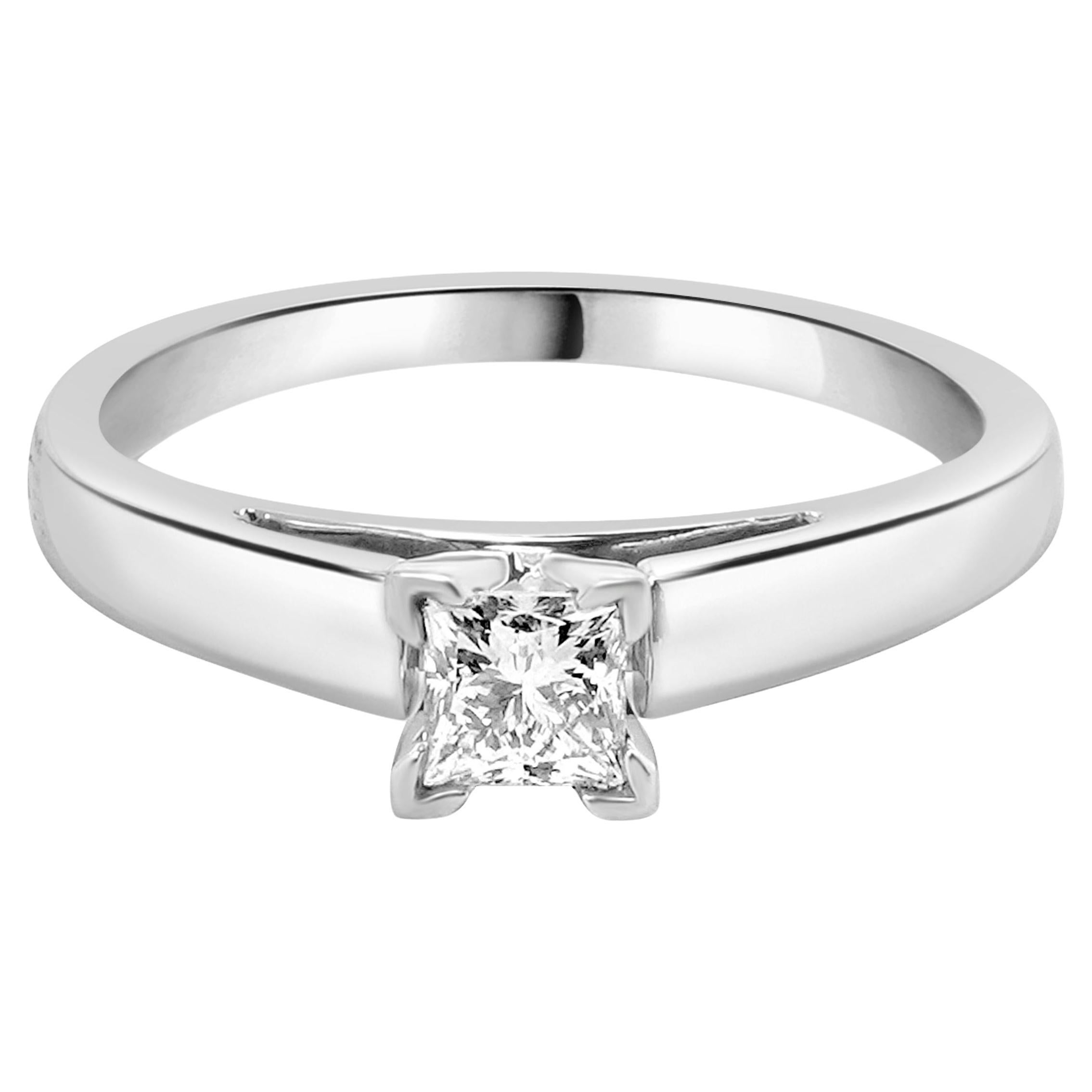 14 Karat White Gold & Platinum Princess Cut Diamond Engagement Ring