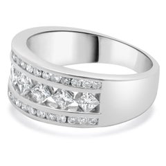 14 Karat White Gold Princess and Round Diamond Band