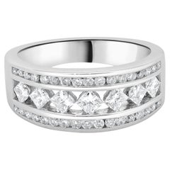 Bandeau en or blanc 14 carats à diamants princesses et ronds
