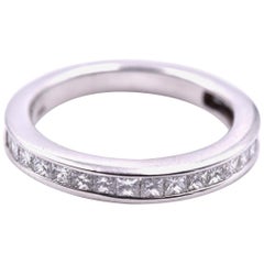 14 Karat White Gold Princess Cut Channel Set 1.20 Carat Diamond Band