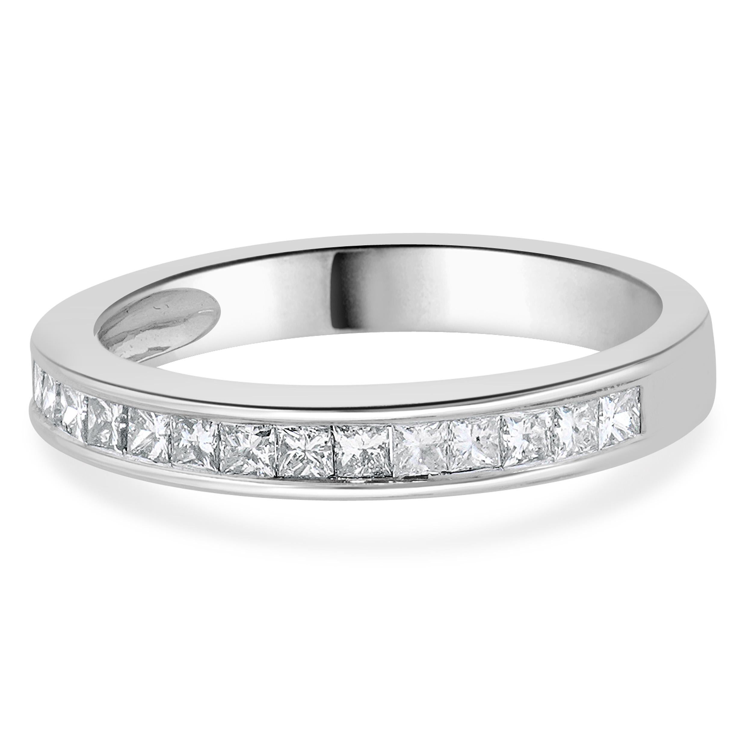 Bracelet en or blanc 14 carats avec diamants Princesse Channel Channel Set Excellent état - En vente à Scottsdale, AZ