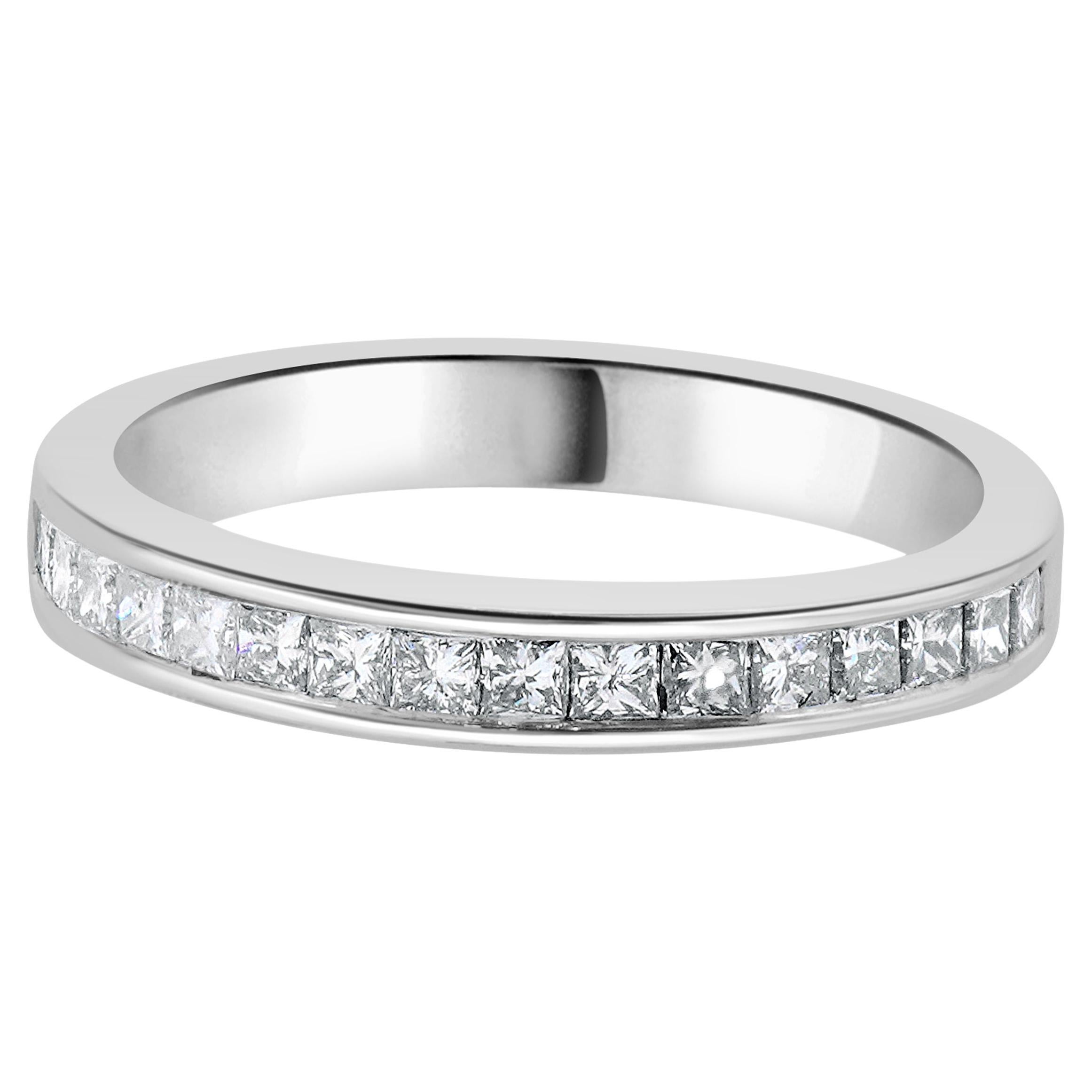 Bracelet en or blanc 14 carats avec diamants Princesse Channel Channel Set en vente