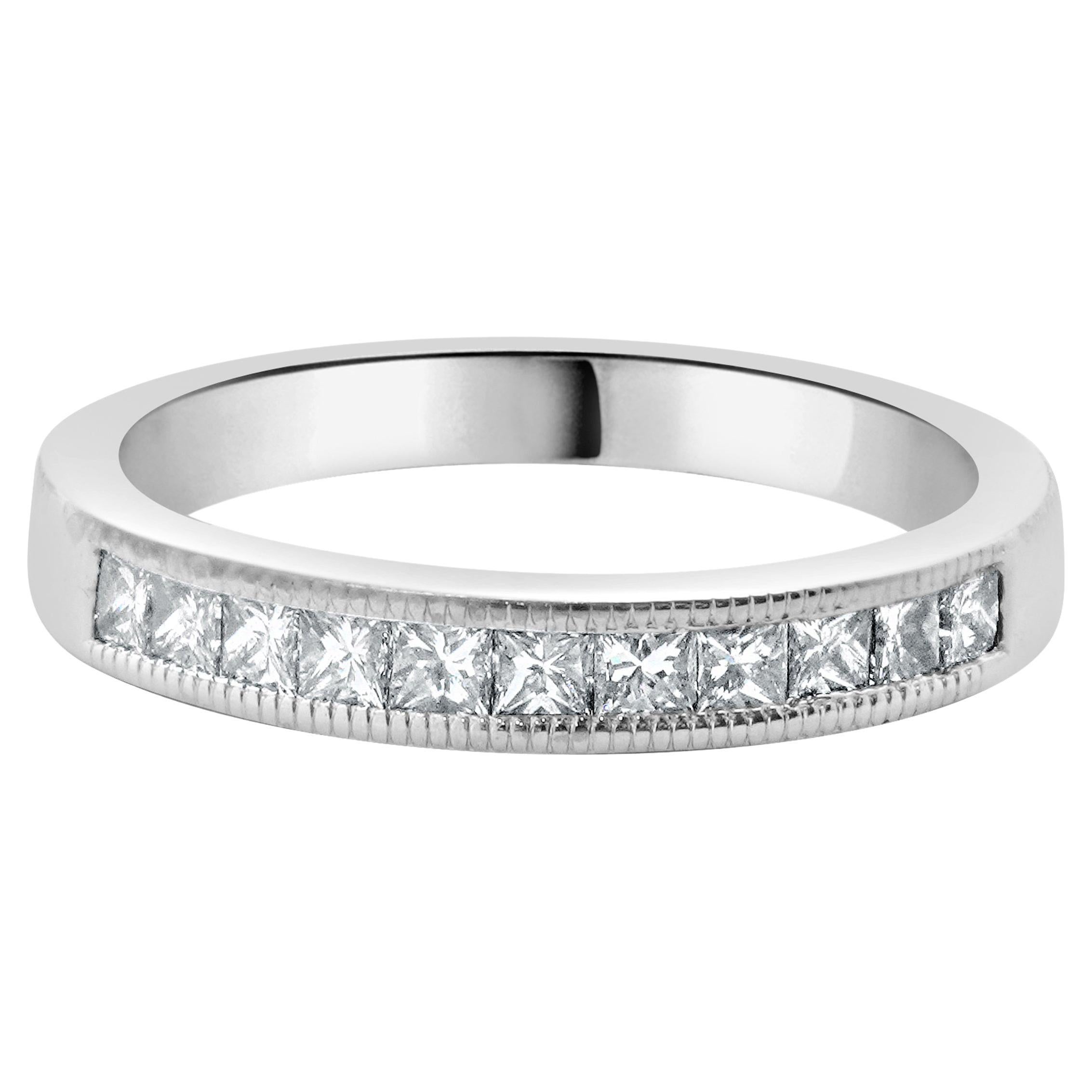 Bracelet en or blanc 14 carats avec diamants taille princesse