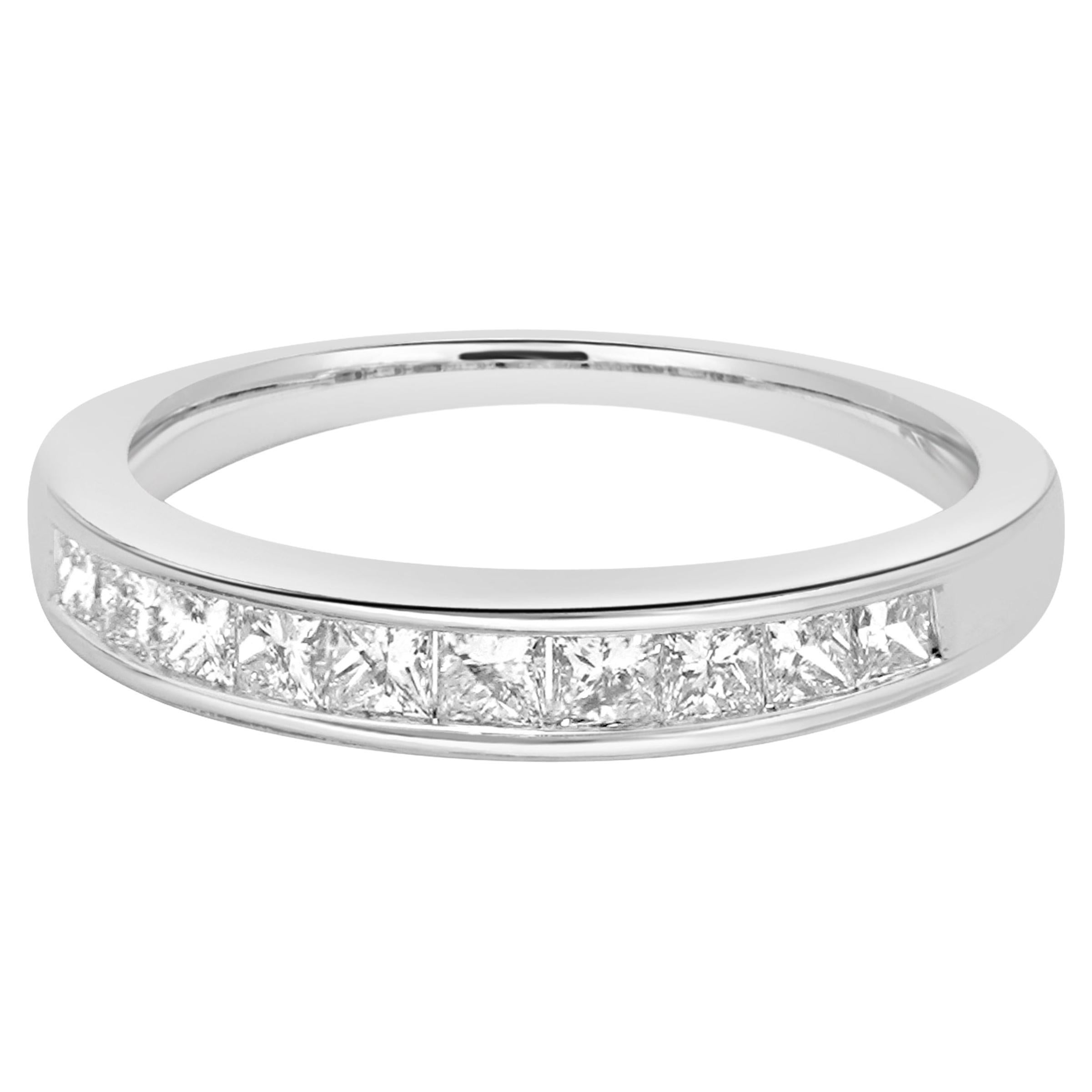 14 Karat White Gold Princess Cut Diamond Band