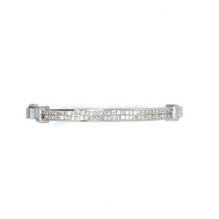 Princess Cut Diamond Bangle Bracelet 14 Karat White Gold