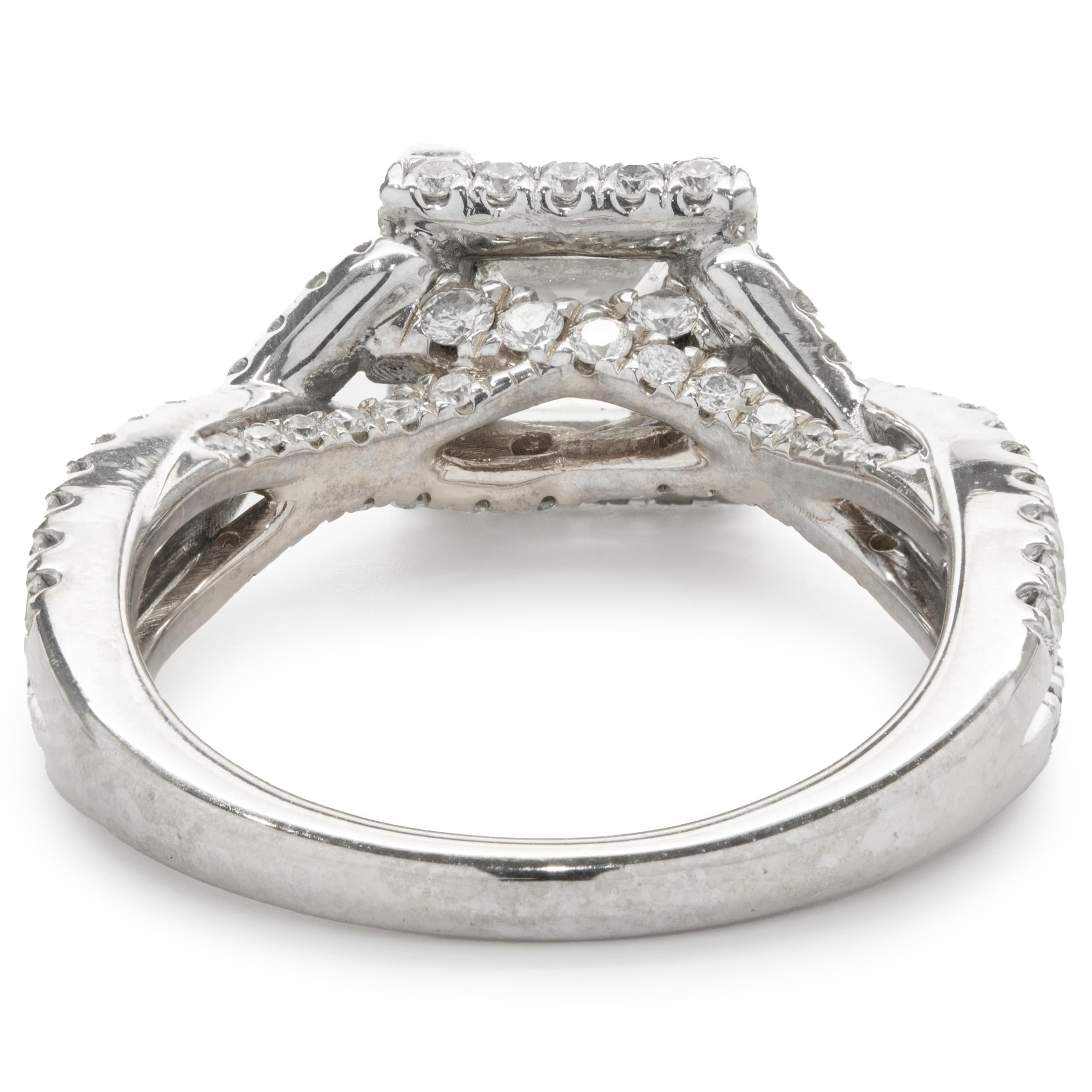Gabriel & Co. Verlobungsring aus 14 Karat Weiß- und Roségold mit Diamanten im Prinzessinnenschliff (Carréschliff) im Angebot