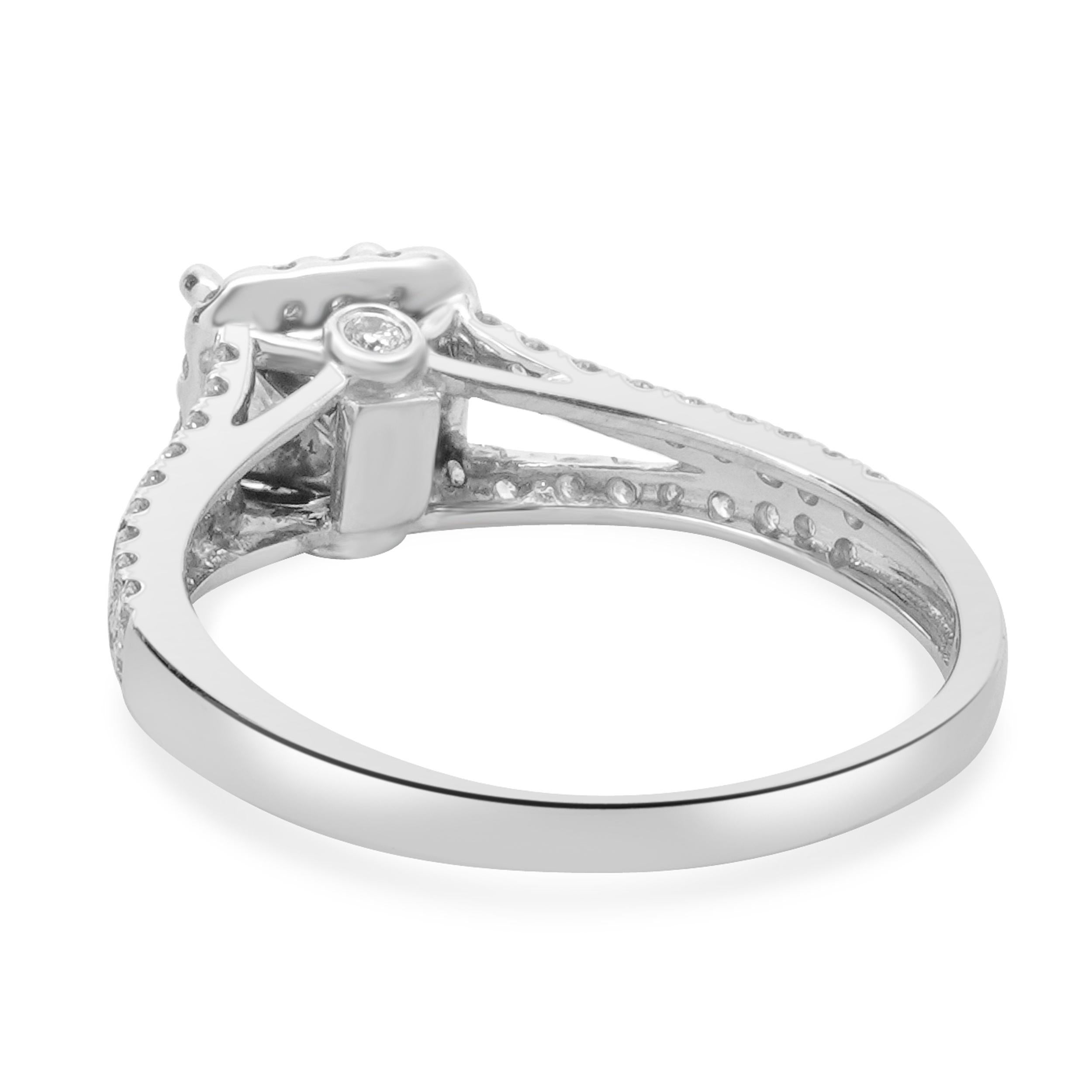 Taglio princess Anello di fidanzamento con diamante taglio principessa in oro bianco 14 carati in vendita
