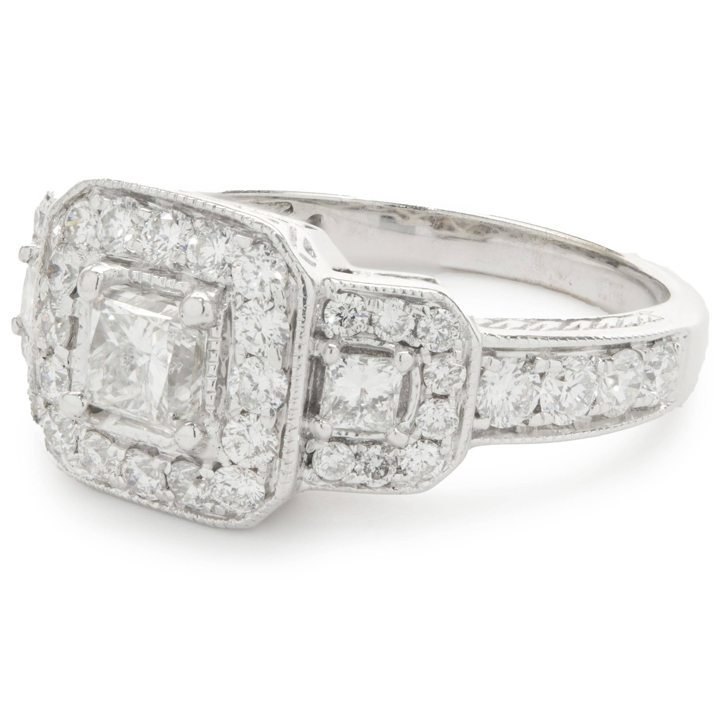 Anello di fidanzamento con diamante taglio principessa in oro bianco 14 carati In condizioni ottime in vendita a Scottsdale, AZ