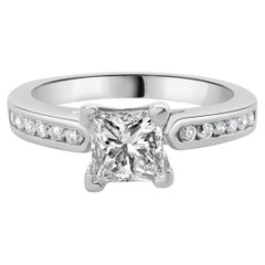 Used 14 Karat White Gold Princess Cut Diamond Engagement Ring