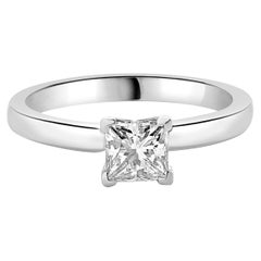 18 Karat White Gold and Platinum Princess Cut Diamond Engagement Ring