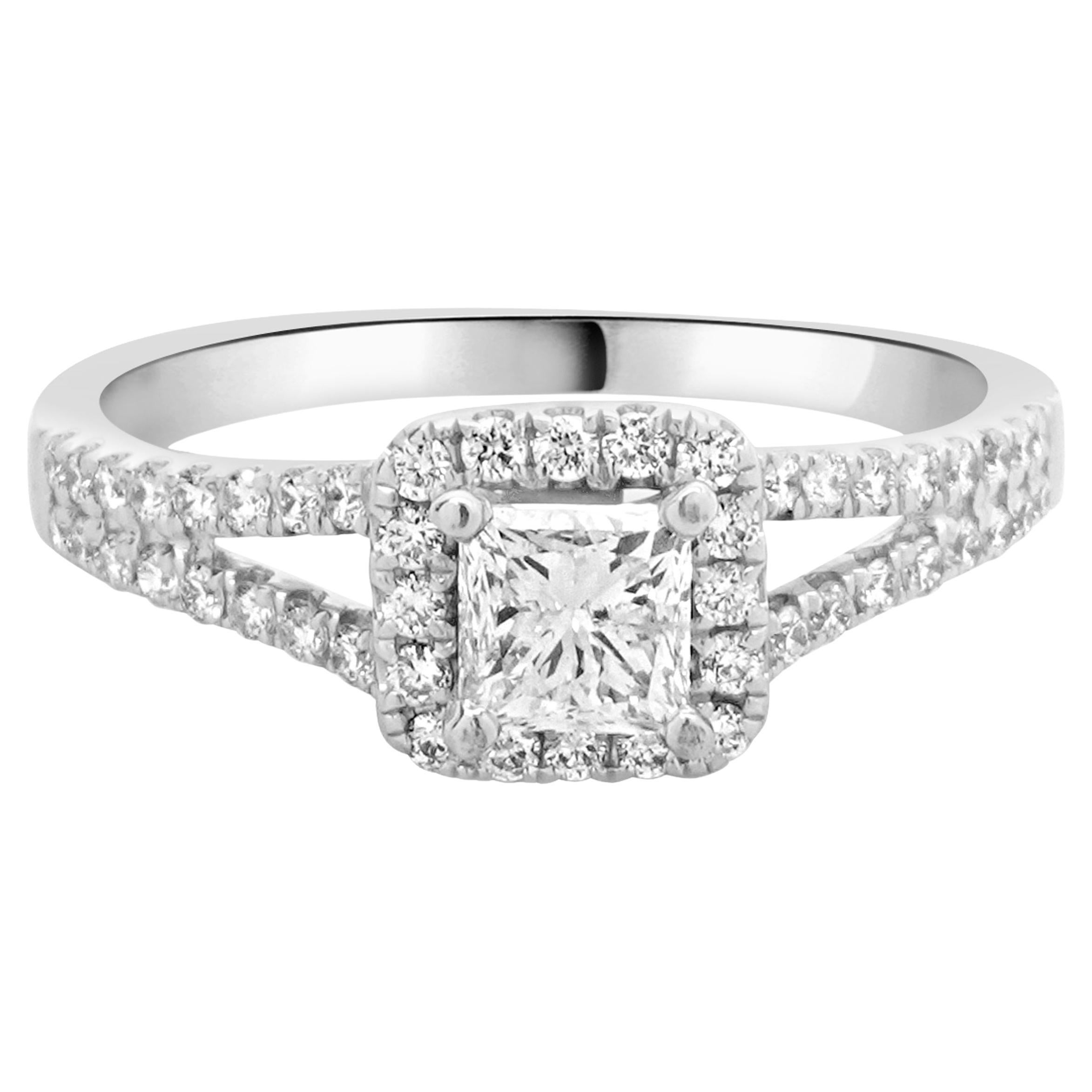 14 Karat White Gold Princess Cut Diamond Engagement Ring