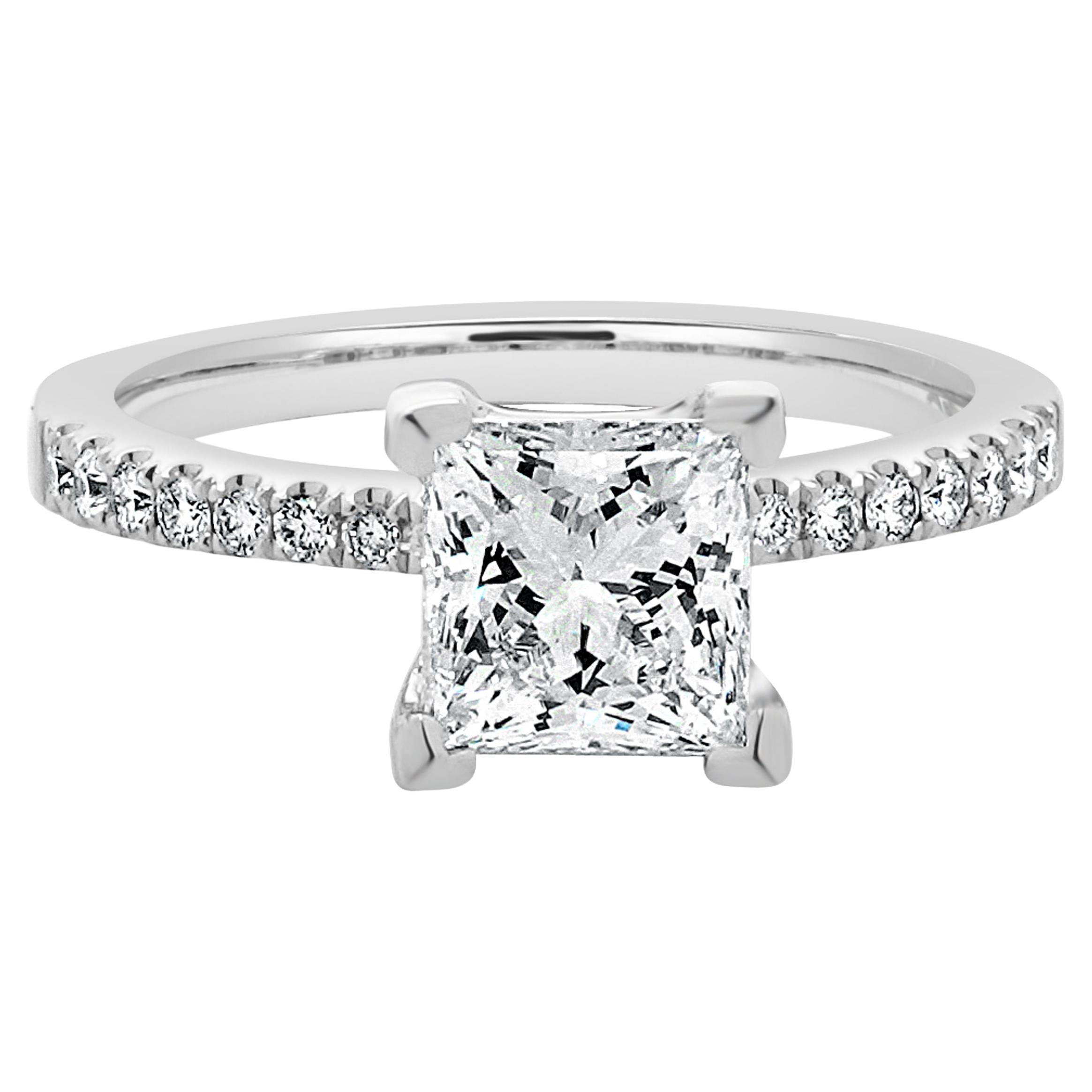 14 Karat White Gold Princess Cut Diamond Engagement Ring