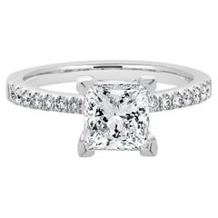 Used 14 Karat White Gold Princess Cut Diamond Engagement Ring