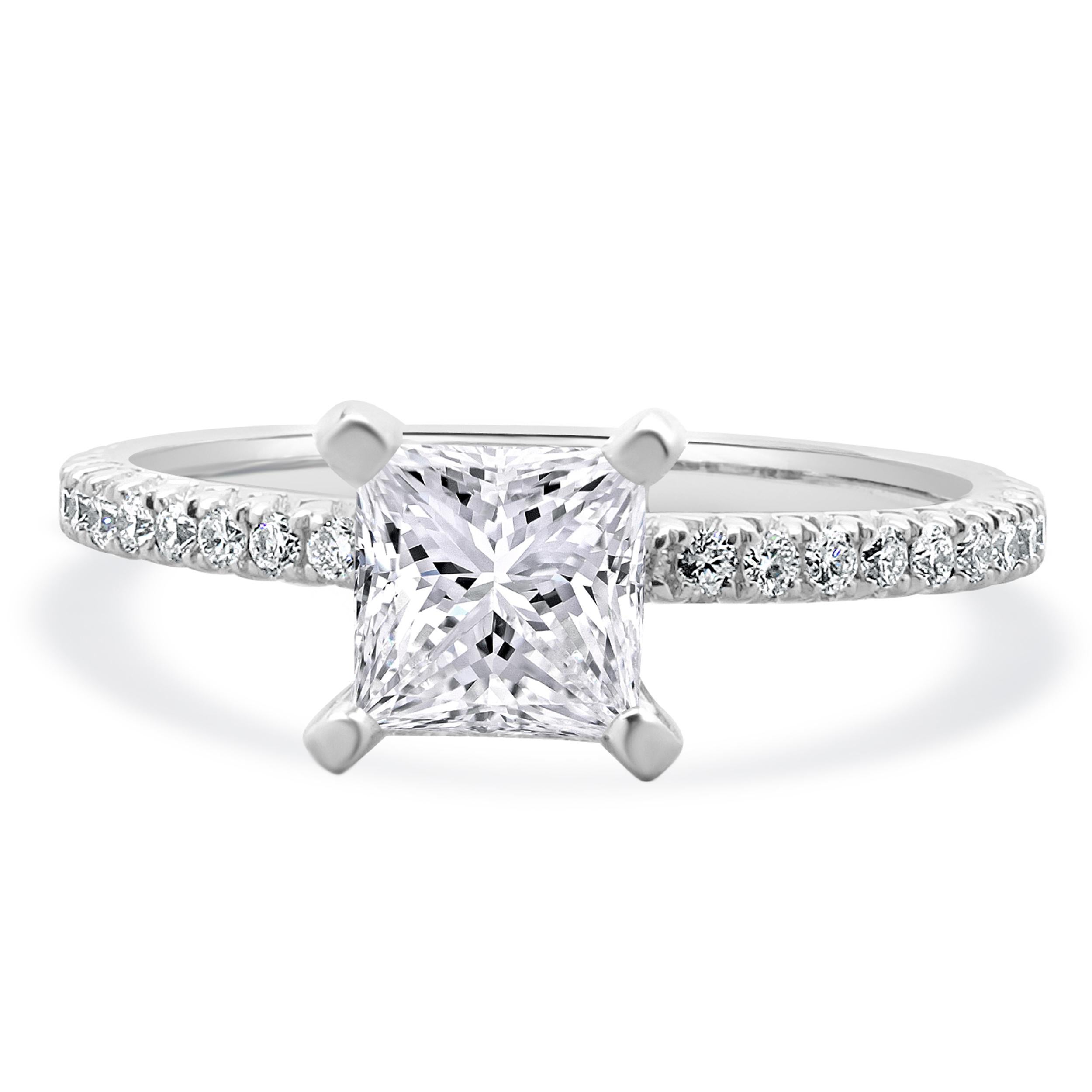 14 Karat White Gold Princess Cut Diamond Engagement Ring