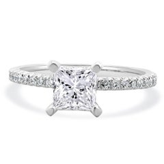Used 14 Karat White Gold Princess Cut Diamond Engagement Ring