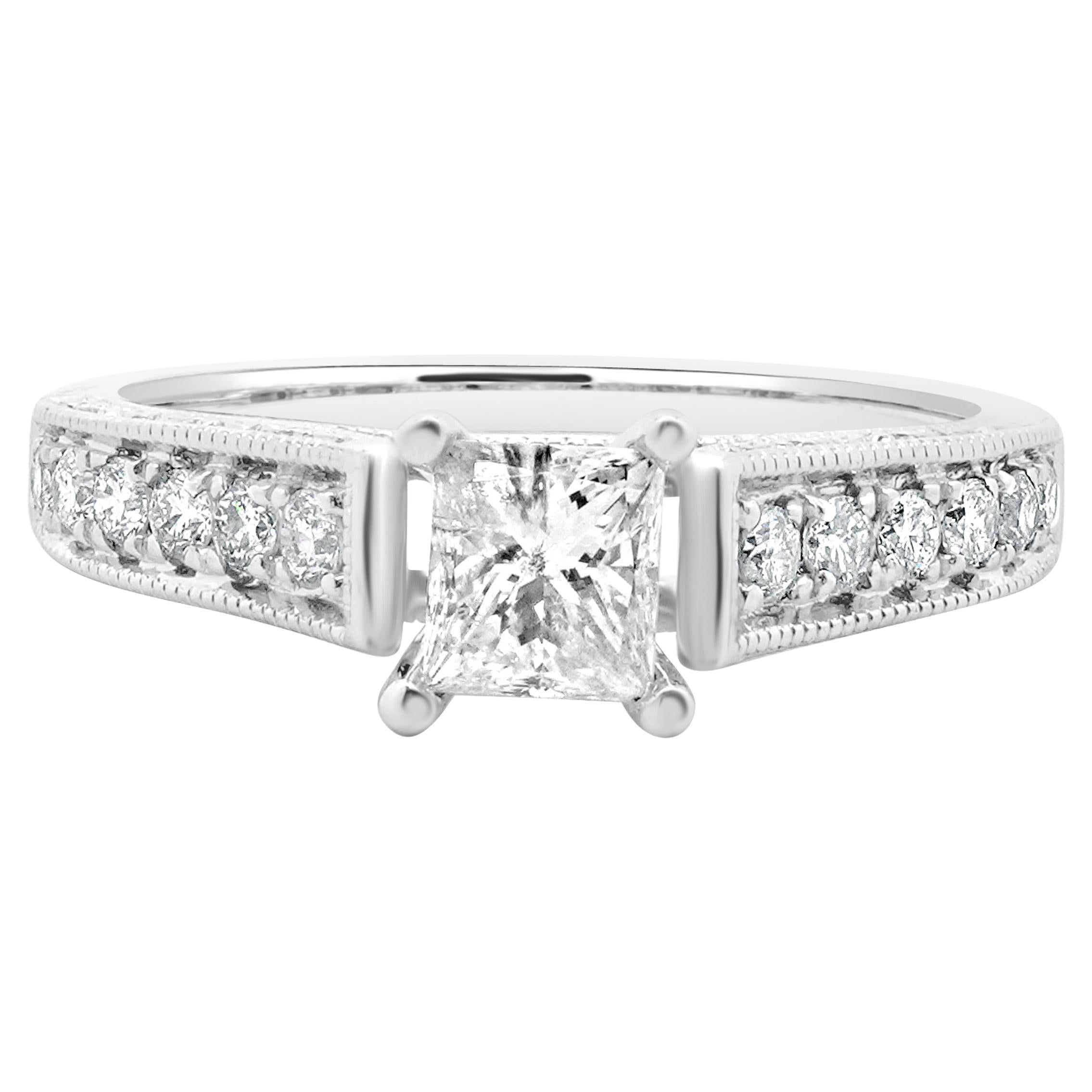 14 Karat White Gold Princess Cut Diamond Engagement Ring