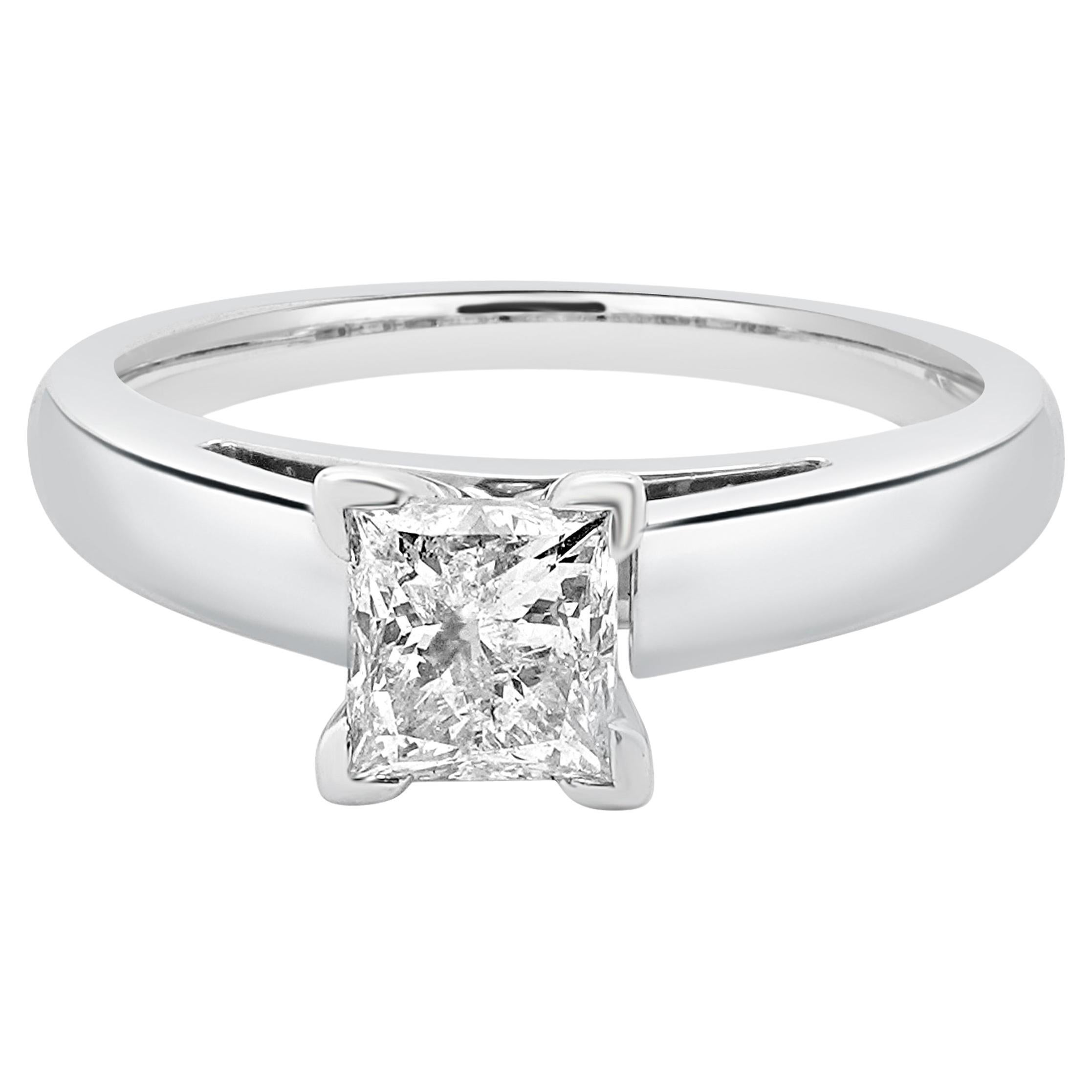 14 Karat White Gold Princess Cut Diamond Engagement Ring