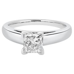 Used 14 Karat White Gold Princess Cut Diamond Engagement Ring