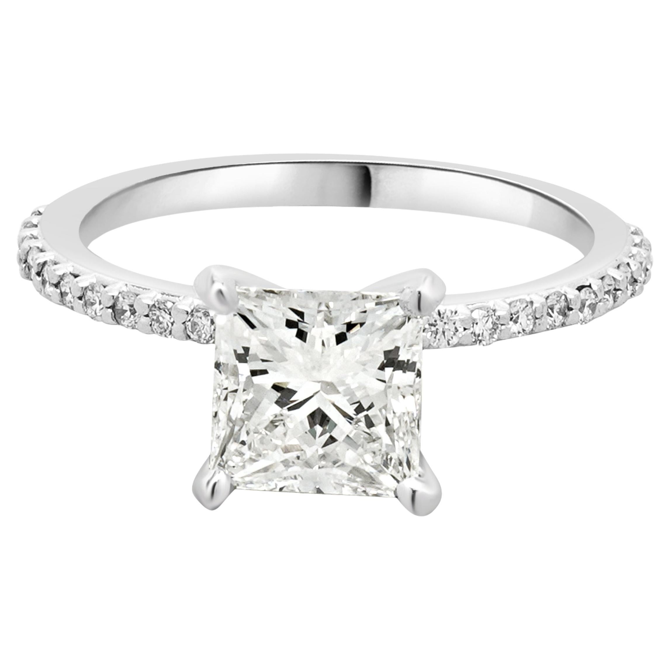 14 Karat White Gold Princess Cut Diamond Engagement Ring