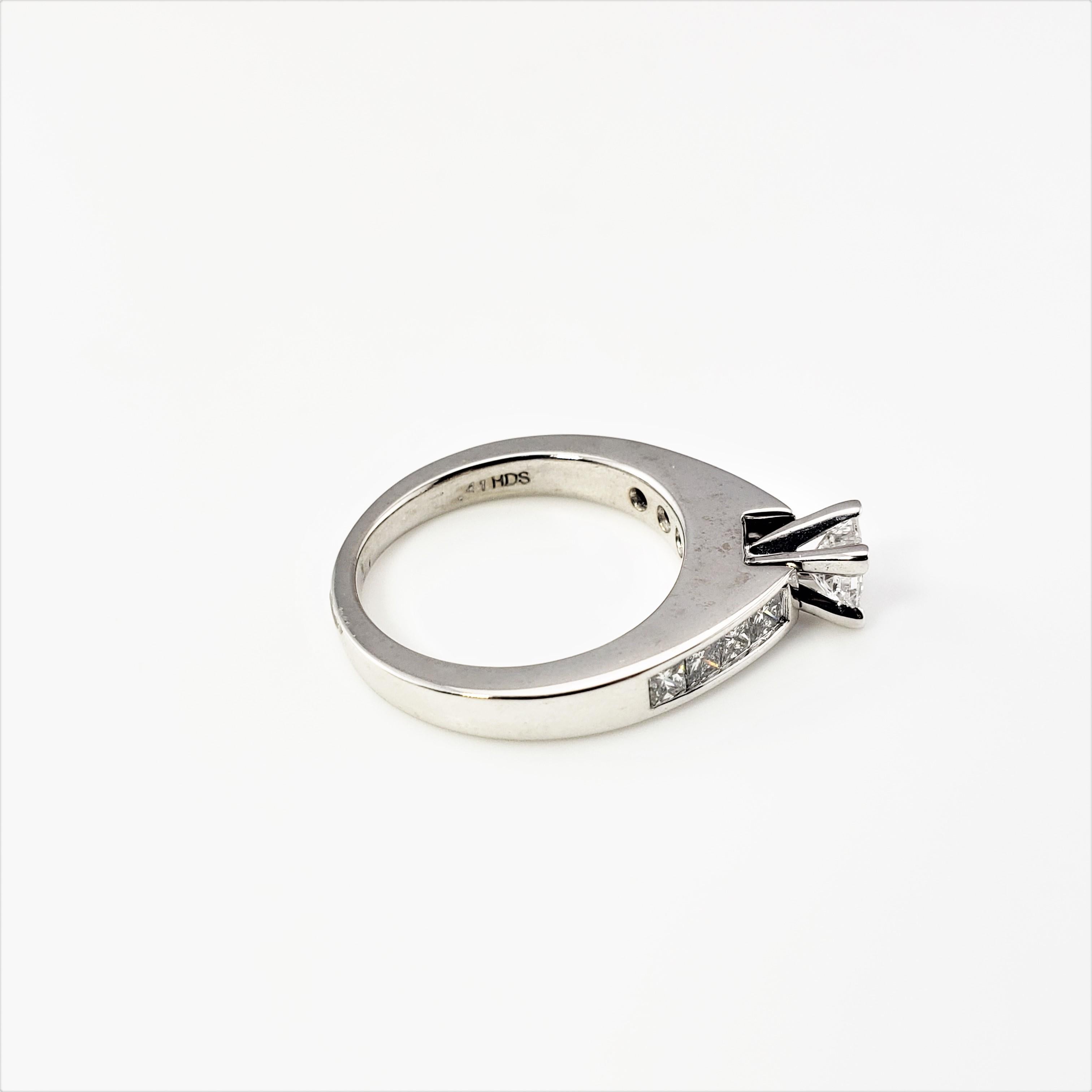 14 Karat White Gold Princess Cut Diamond Engagement Ring In Good Condition For Sale In Washington Depot, CT