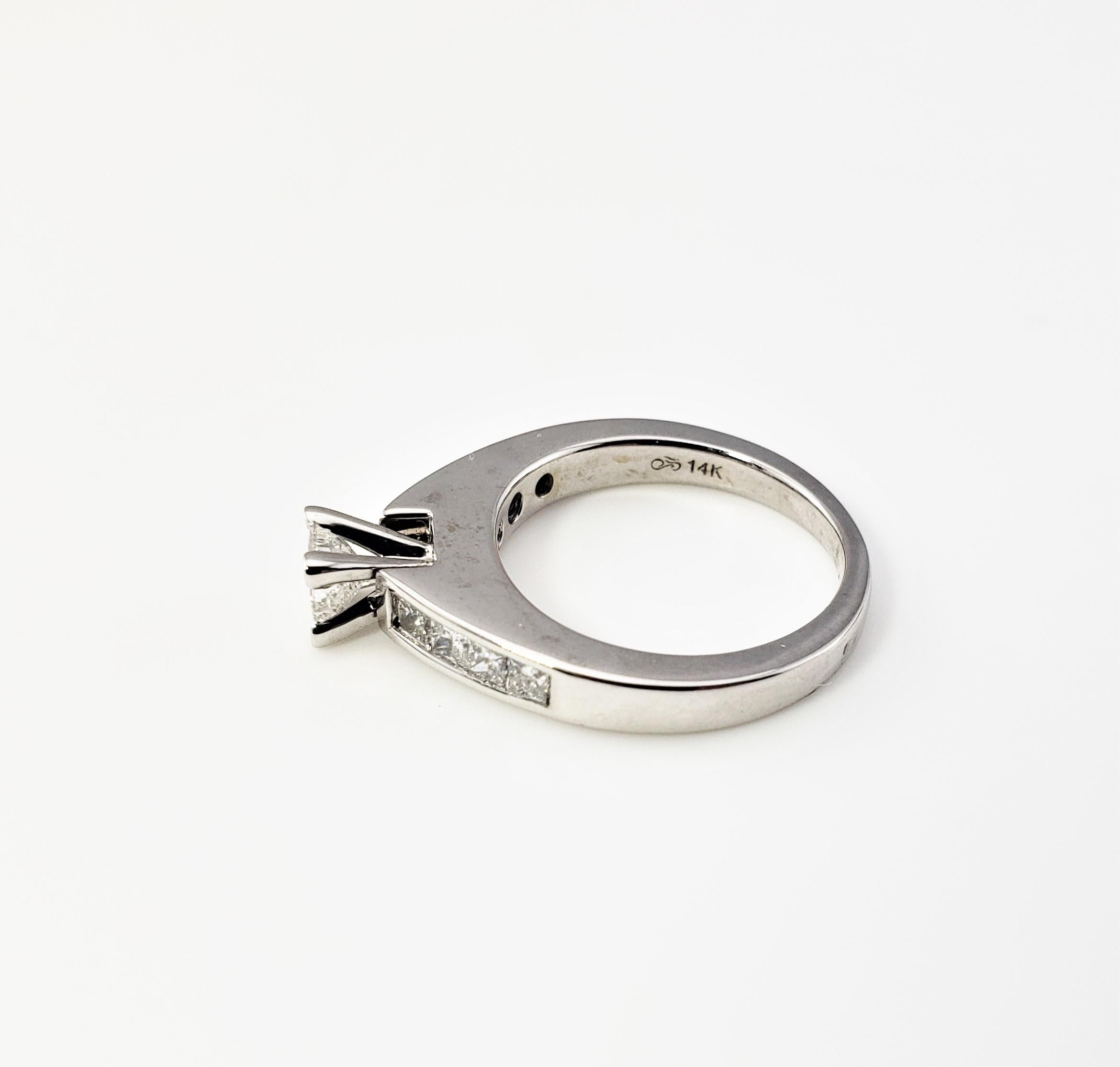 14 Karat White Gold Princess Cut Diamond Engagement Ring For Sale 4