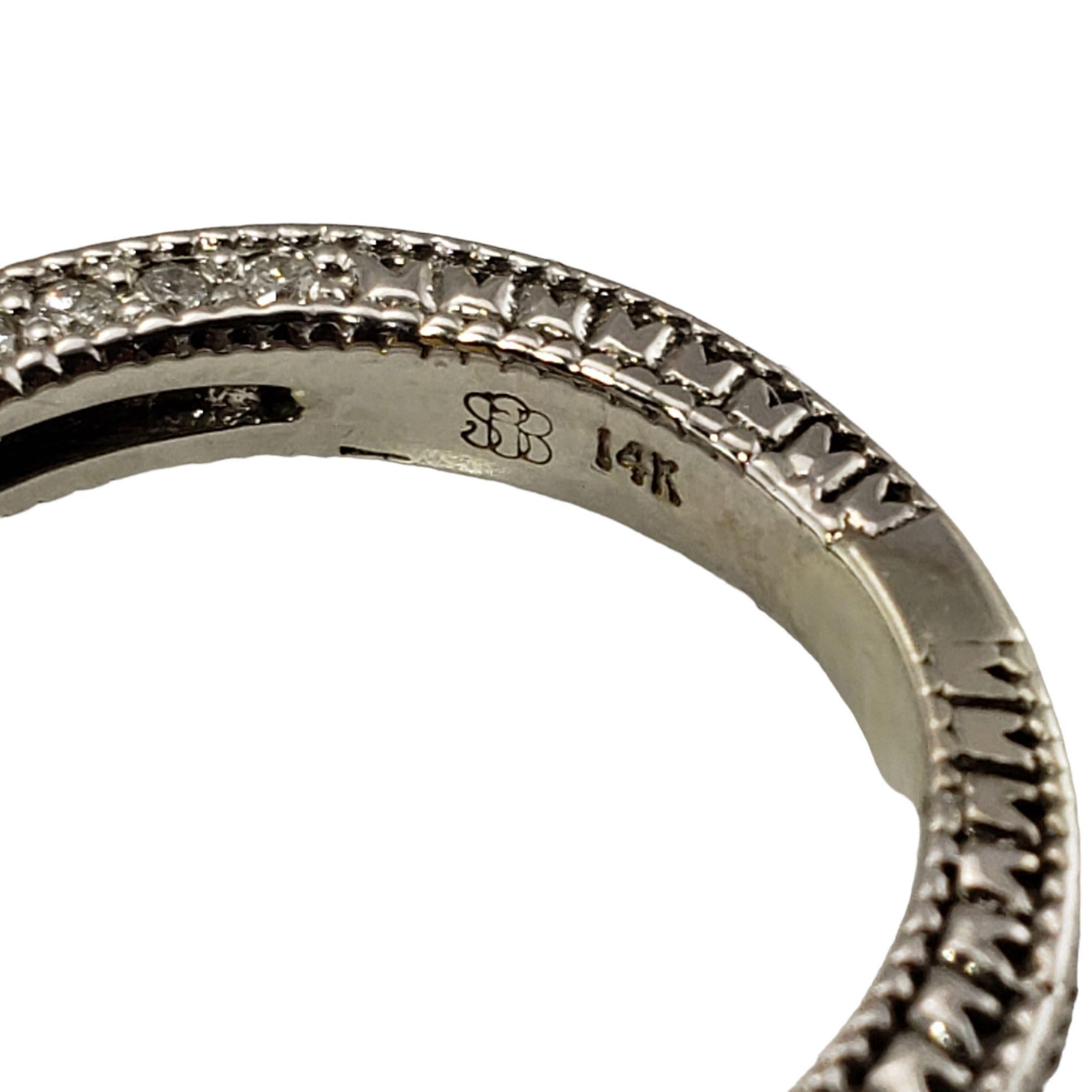 14 Karat White Gold Princess Cut Diamond Halo Engagement Ring For Sale 5