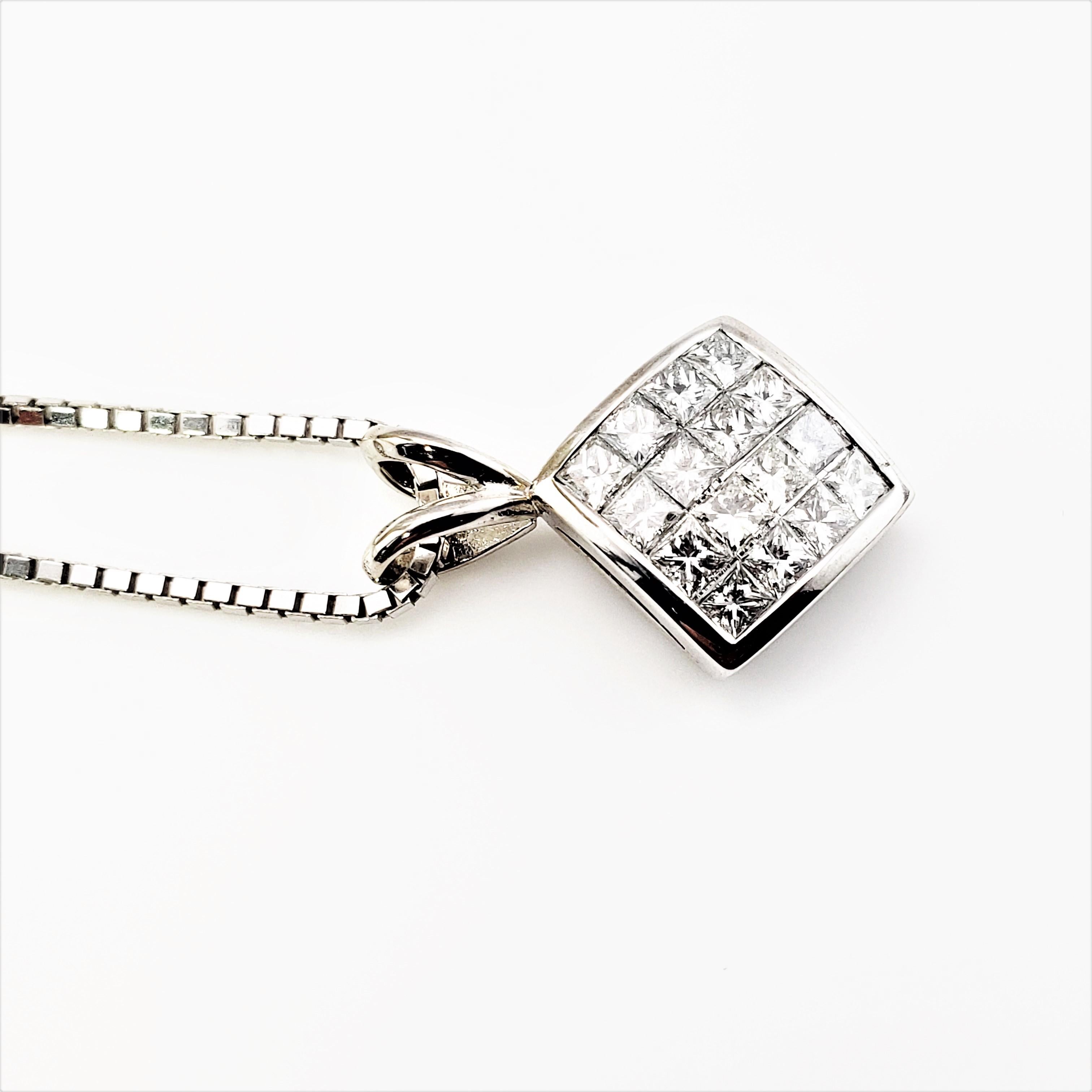 14 Karat Weißgold Princess Cut Diamant-Anhänger-Halskette (Carréschliff) im Angebot