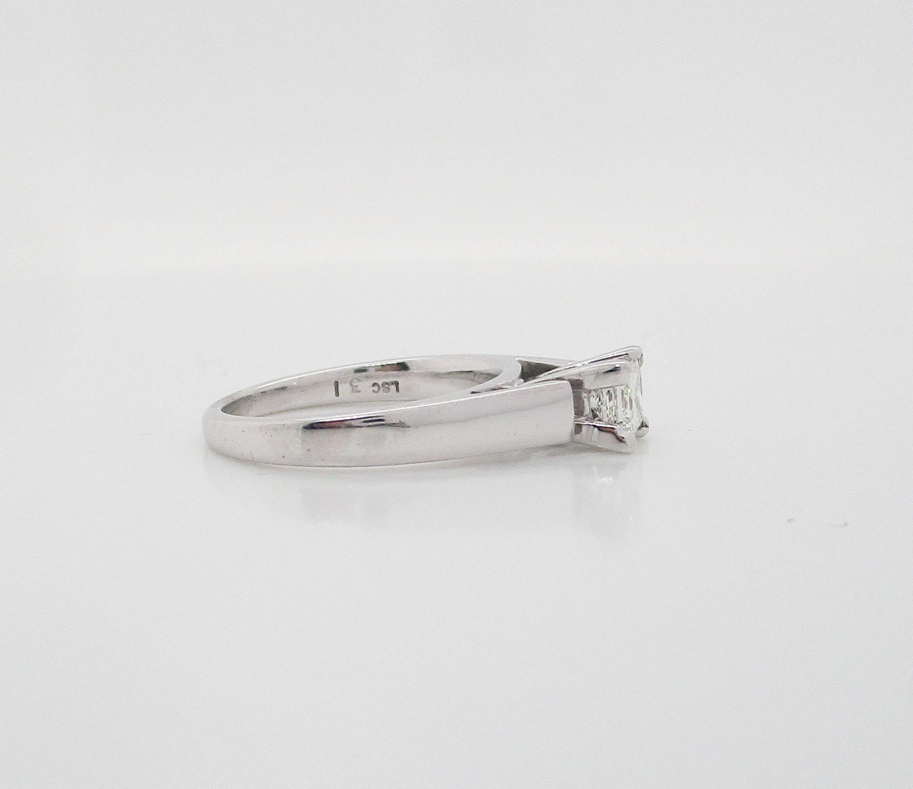 14 Karat White Gold Princess Cut Diamond Solitaire Engagement Ring For Sale 3